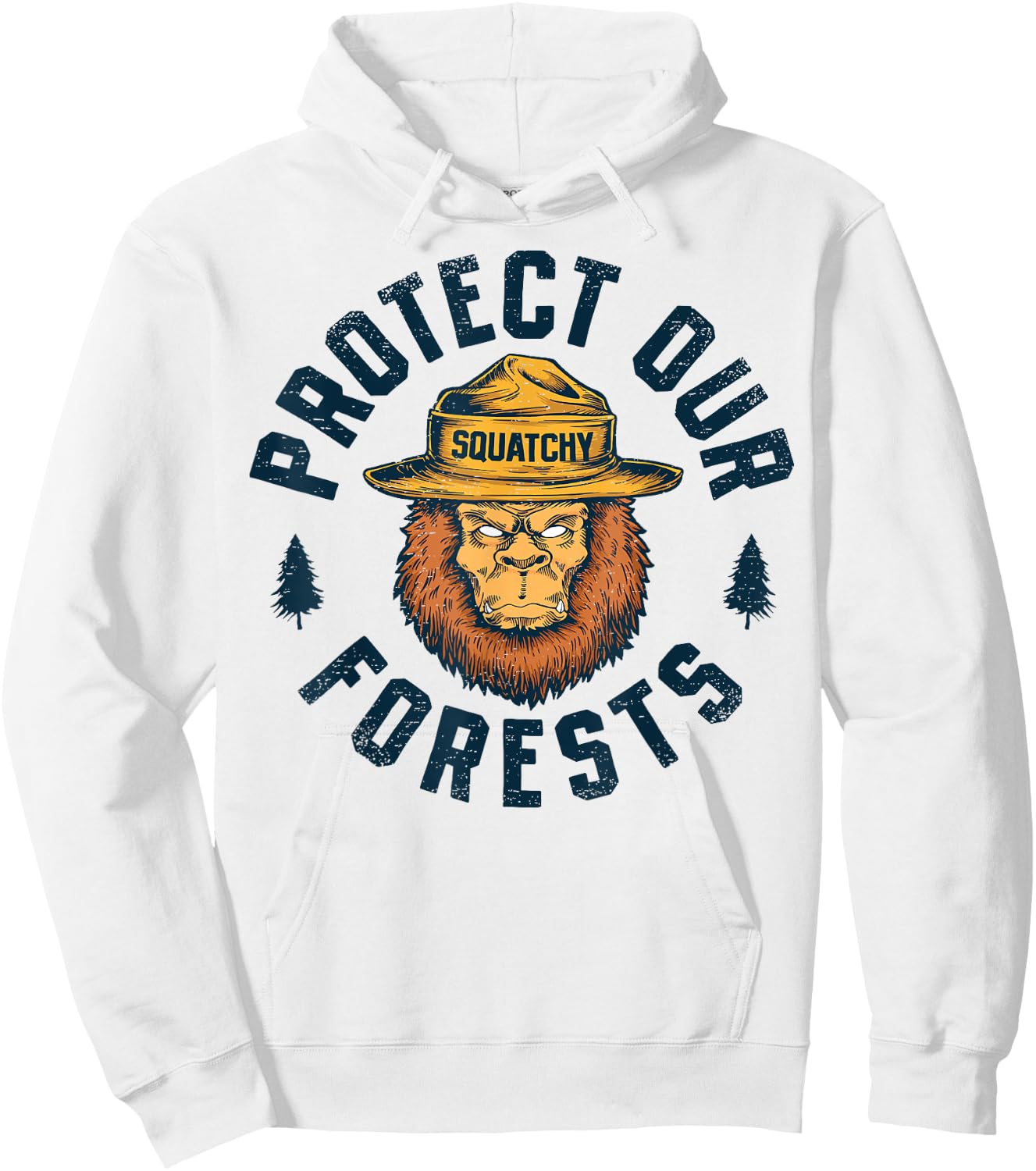 Bigfoot Protect Our Forests National Park Retro Sasquatch Hoodie - Hoodie | White