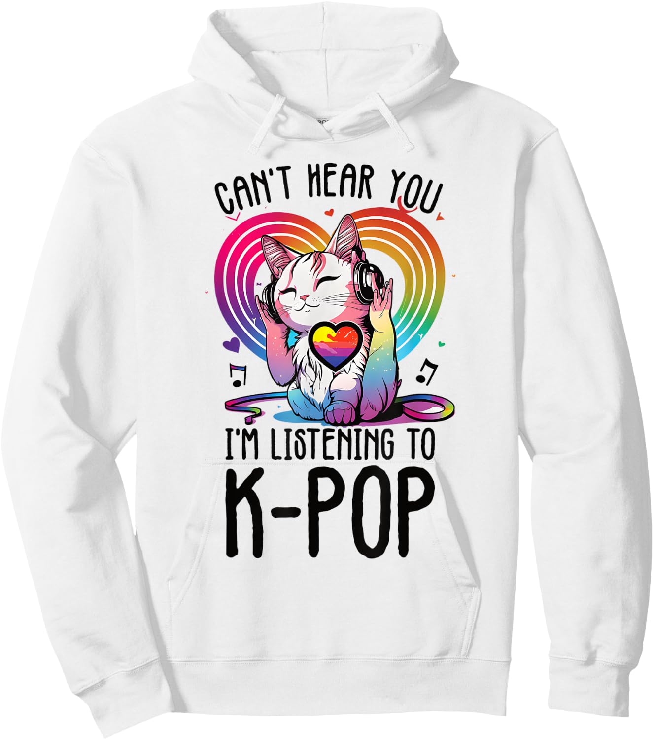 Powered By Kpop Merchandise Cat K-Pop Fashion Fangirls Hoodie - Hoodie | White