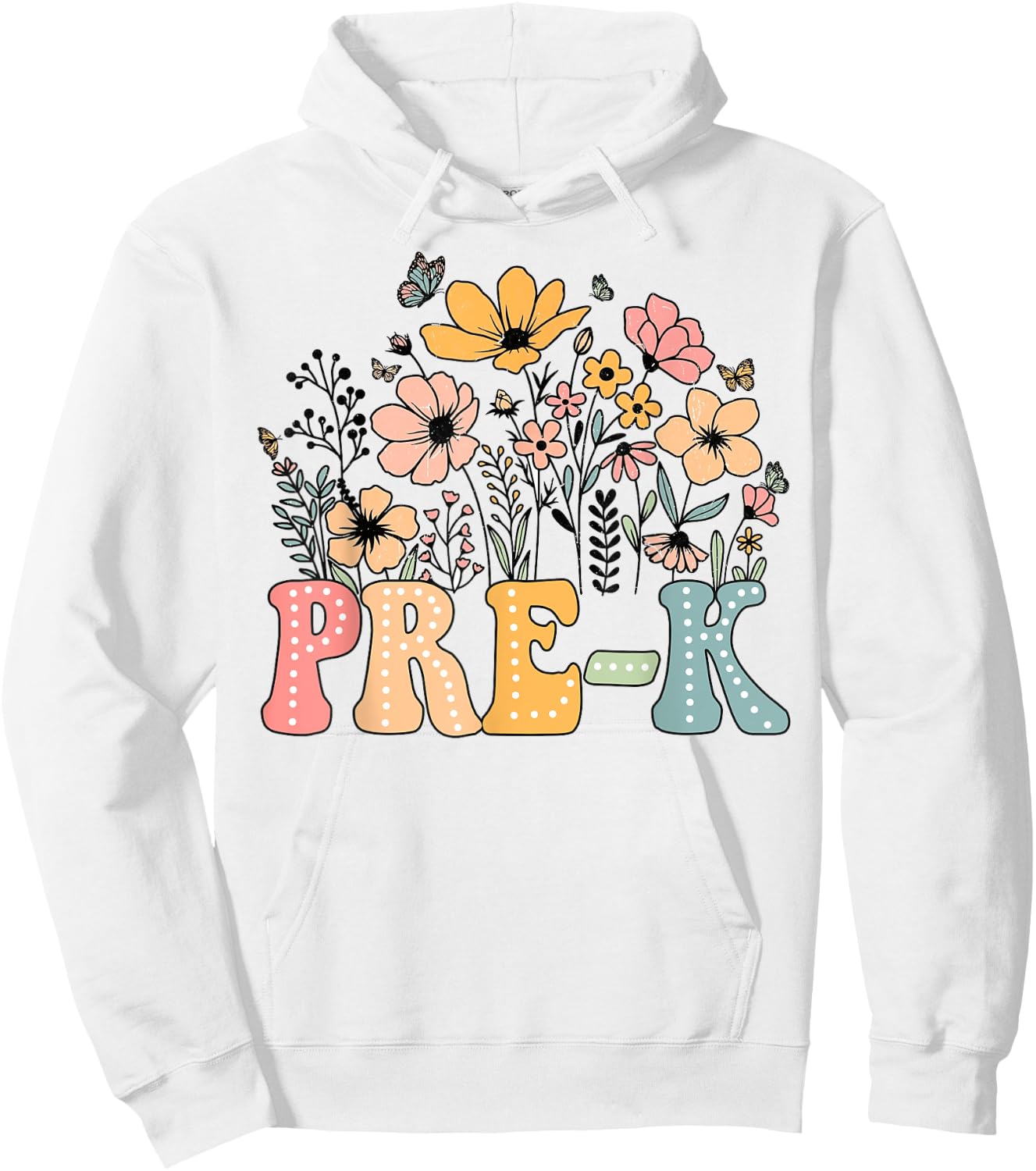 Wildflower Pre-K Preschool Team Floral Teacher Girls Hoodie - Hoodie | White