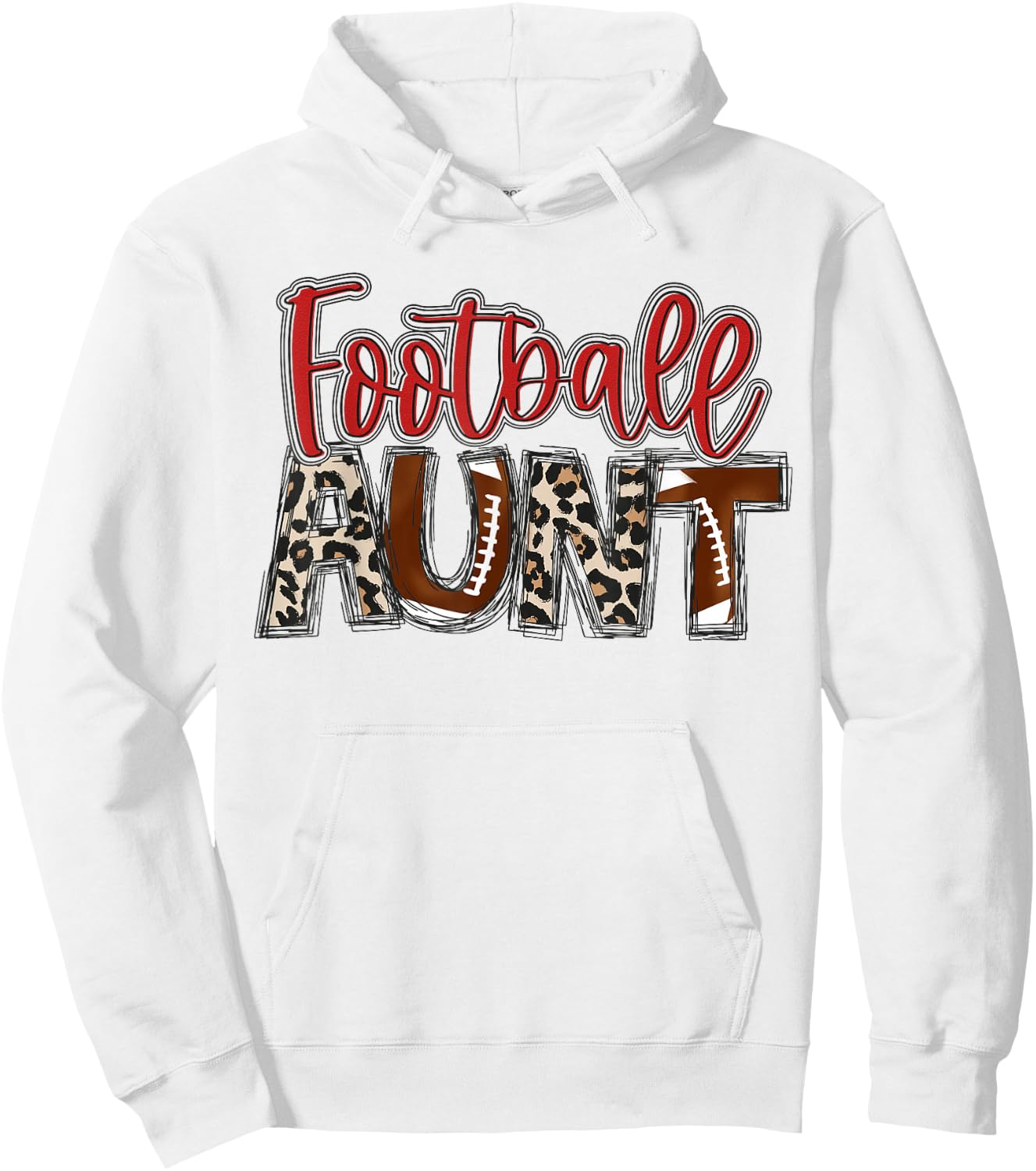 Football Aunt Leopard Red Auntie Family Football Player Hoodie - Hoodie | White