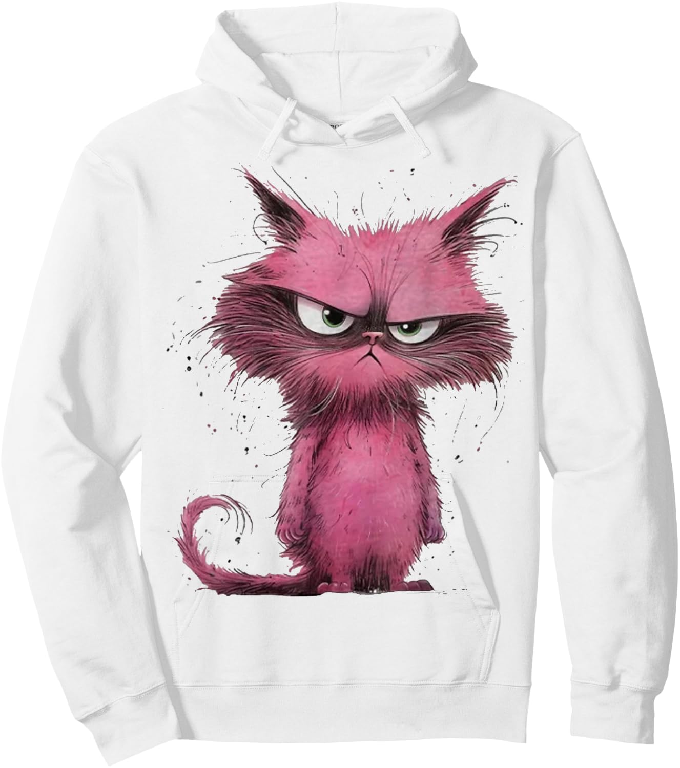 Funny Pink - Cat Angry Grumpy Cute Pet Cat lover Women Girls Kids Hoodie - Hoodie | White