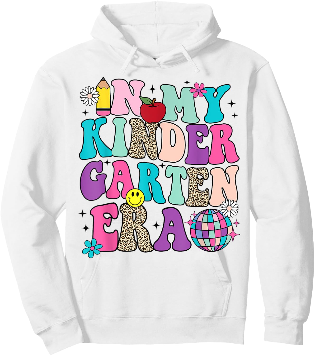 In My Kindergarten Era Back To School Retro Groovy Hoodie - Hoodie | White