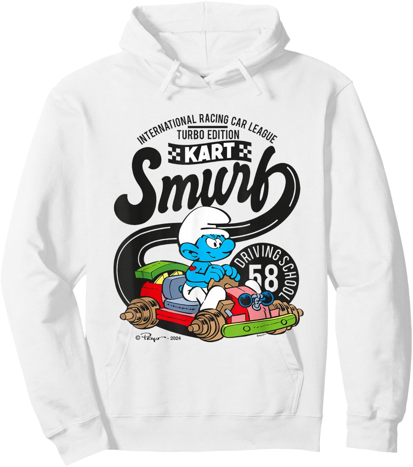 The Smurfs International Racing Car League Kart Logo Hoodie - Hoodie | White