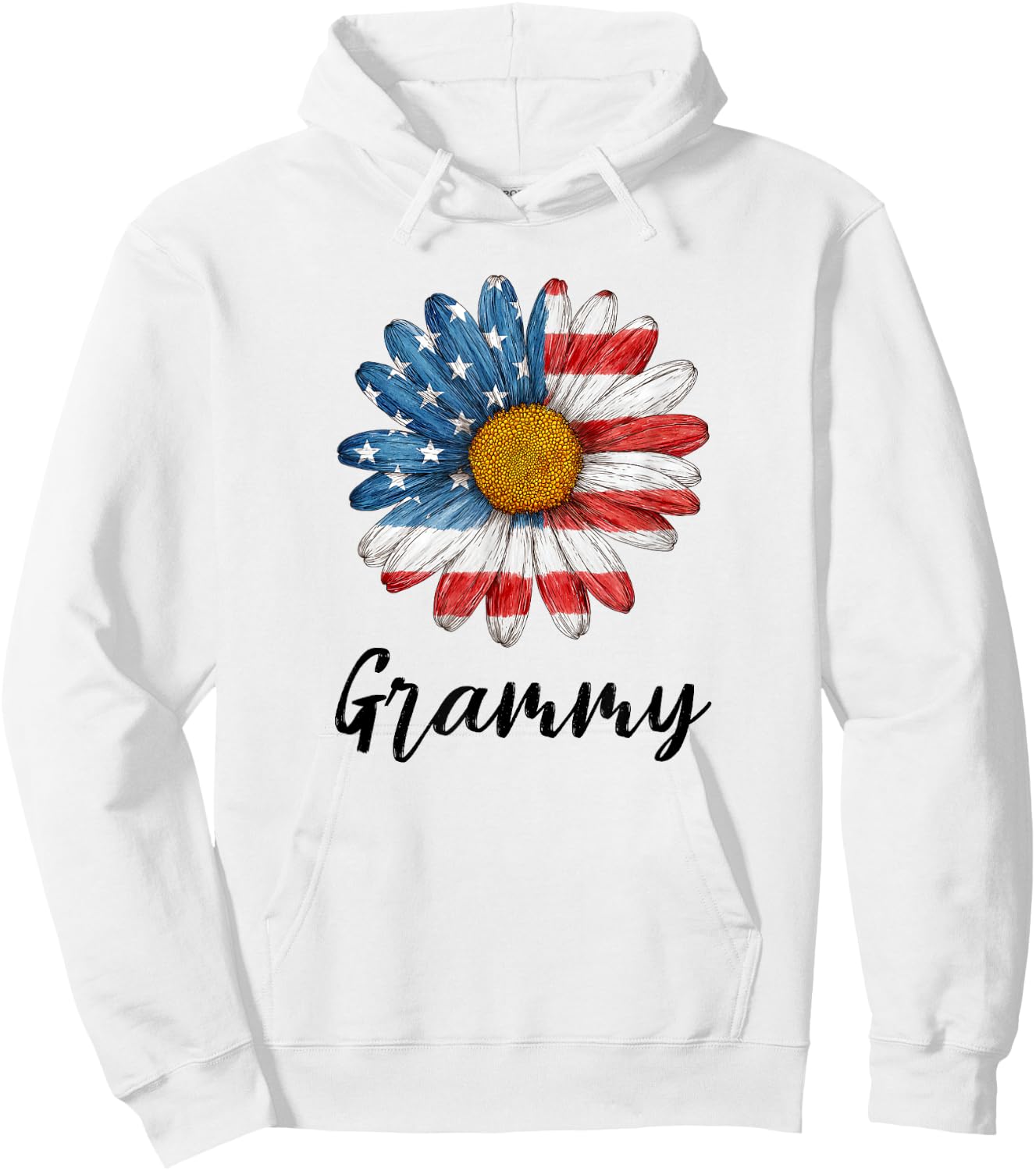 Grammy Patriotic 4th of July Retro Trendy Flower Grandma Hoodie - Hoodie | White