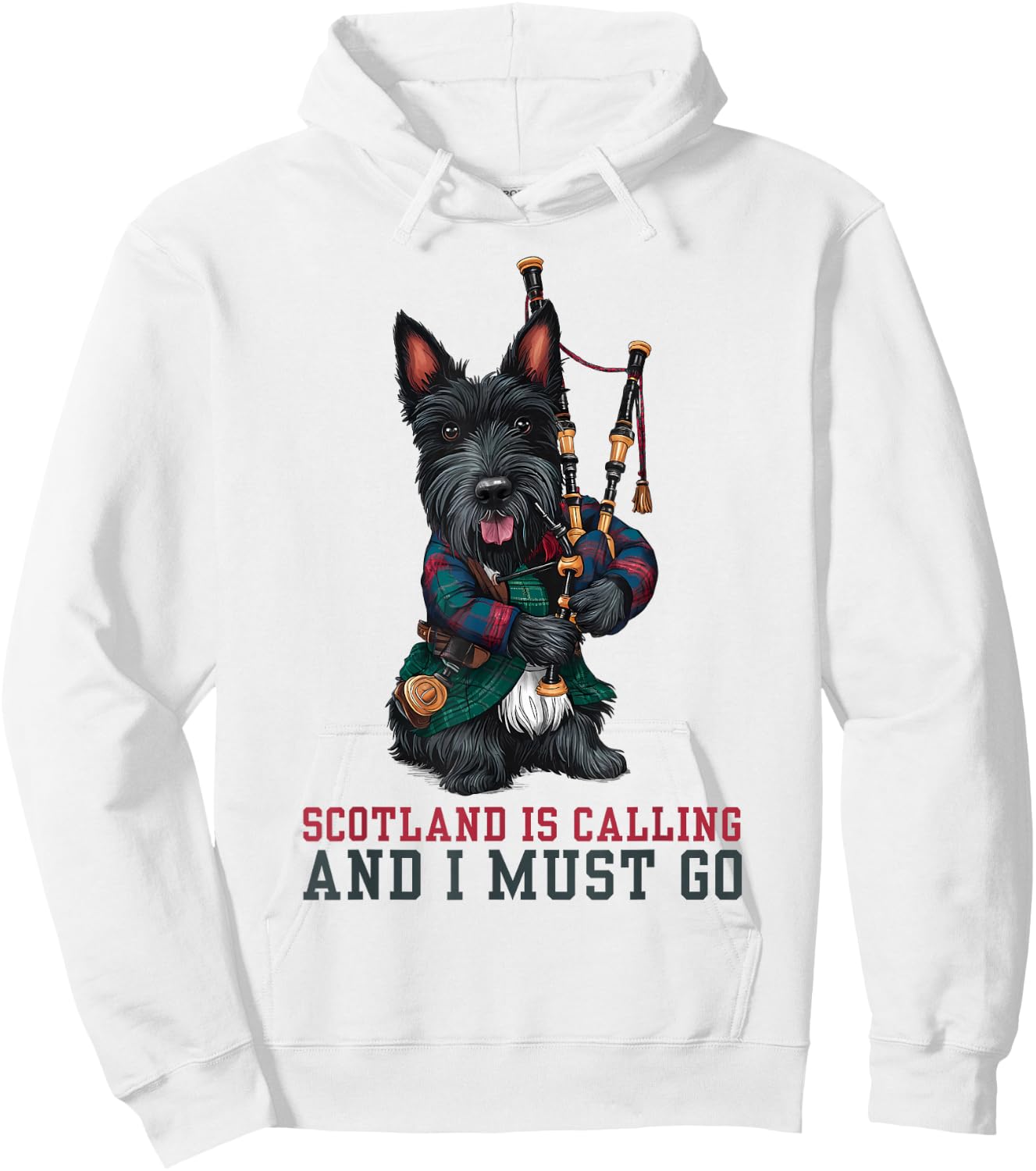 Scotland Is Calling and I Must Go Scottish Terrier Bagpipes Hoodie - Hoodie | White