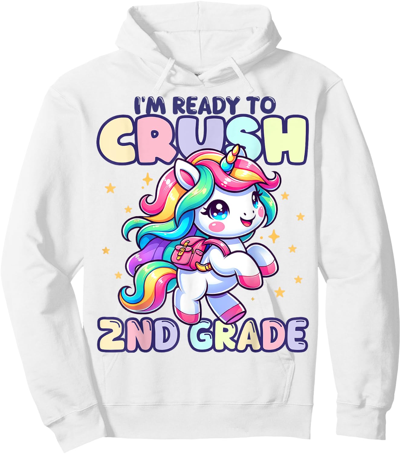 Crush 2nd Grade Girls Back to School Unicorn First Day Cute Hoodie - Hoodie | White