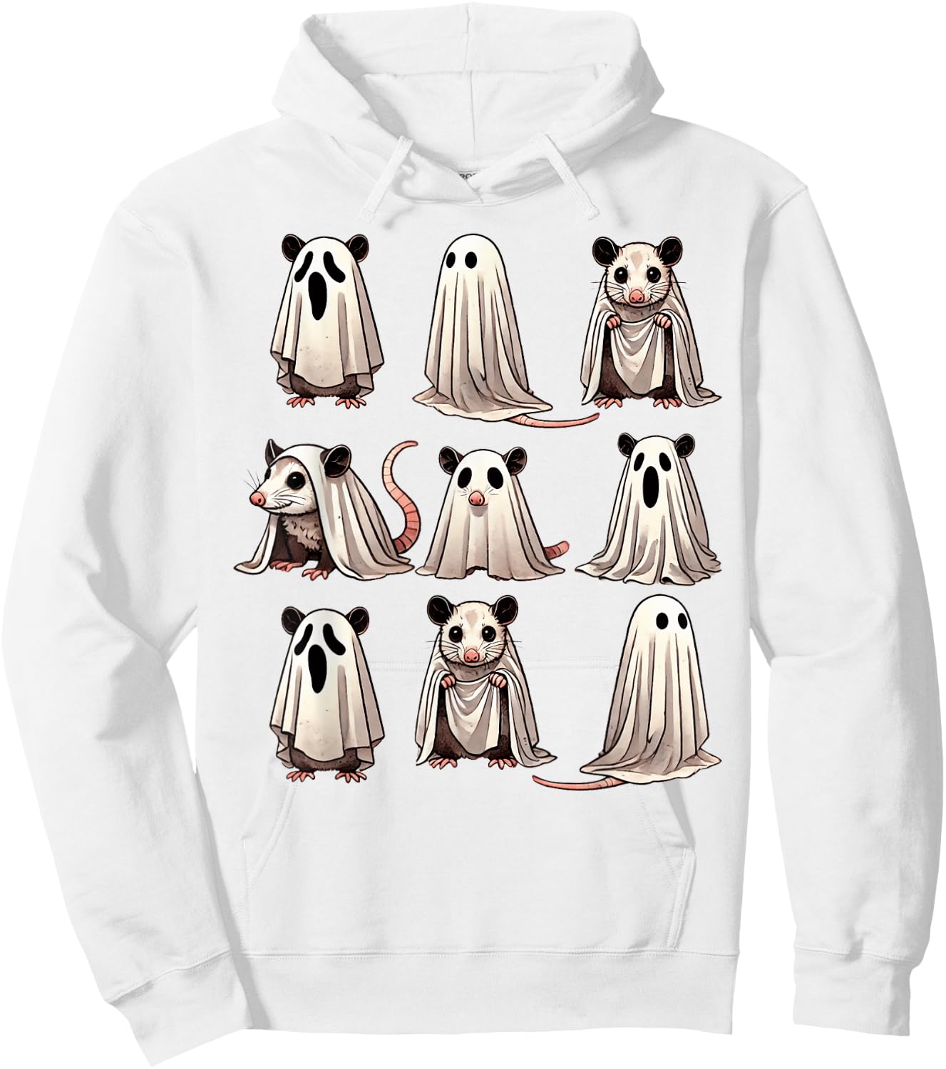 Cute Ghost Opossum Funny Halloween Outfit Costumes Opossum Hoodie - Hoodie | White