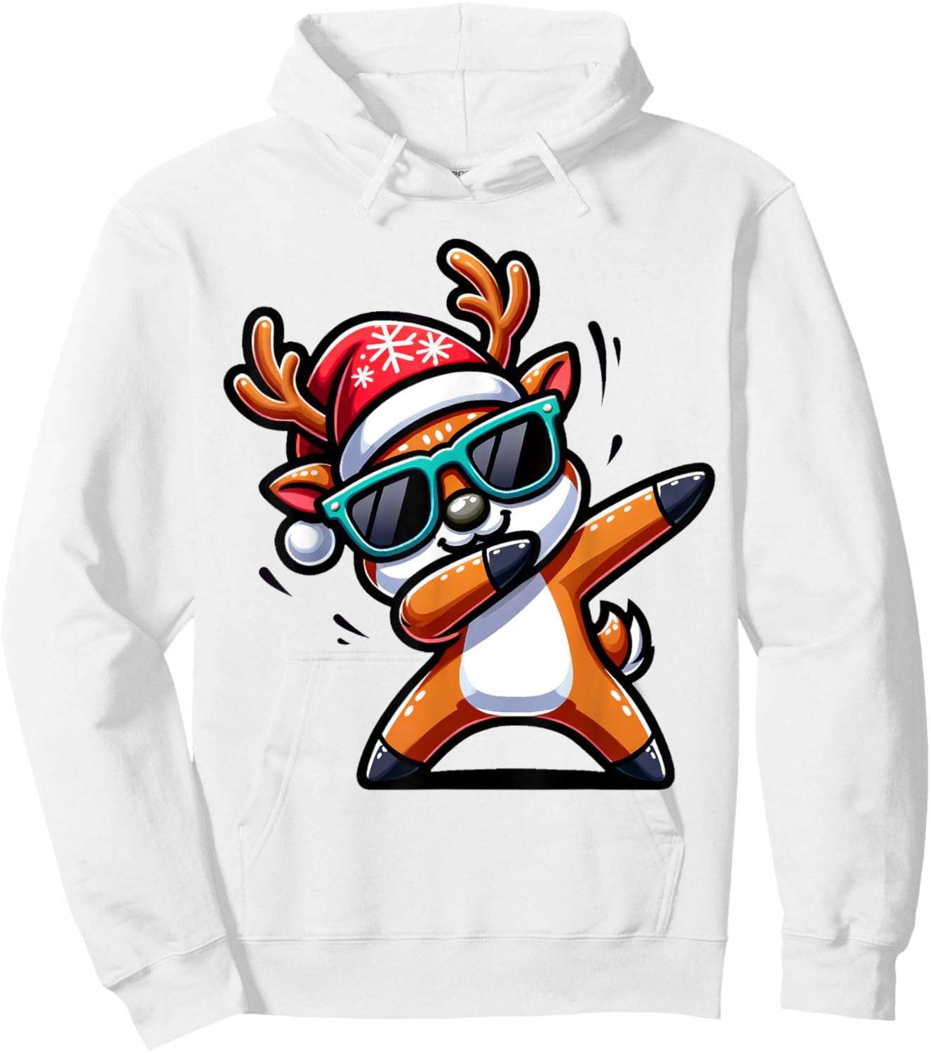 Christmas Reindeer Boys Dabbing Reindeer Santa Xmas Funny Hoodie - Hoodie | White