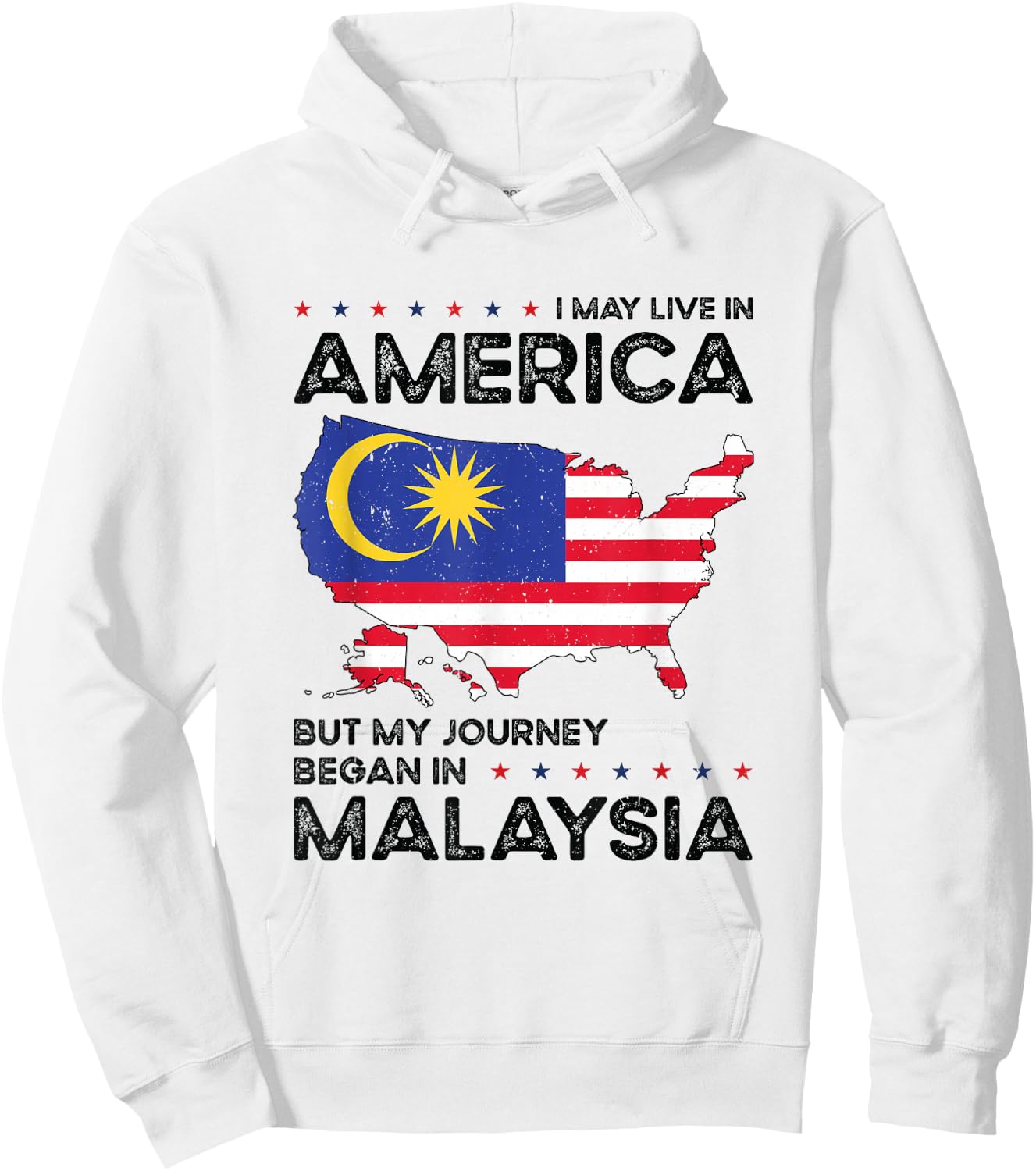 Malaysian American Patriot USA Grown Malaysia US Flag Hoodie - Hoodie | White