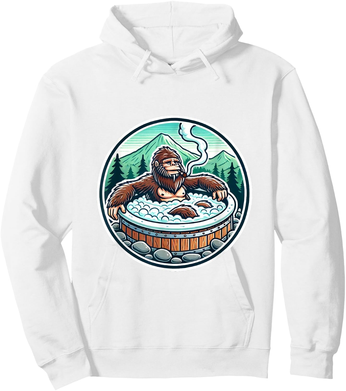 Unique Sasquatch Soaking Hot Tub Design Joke Humor Hoodie - Hoodie | White
