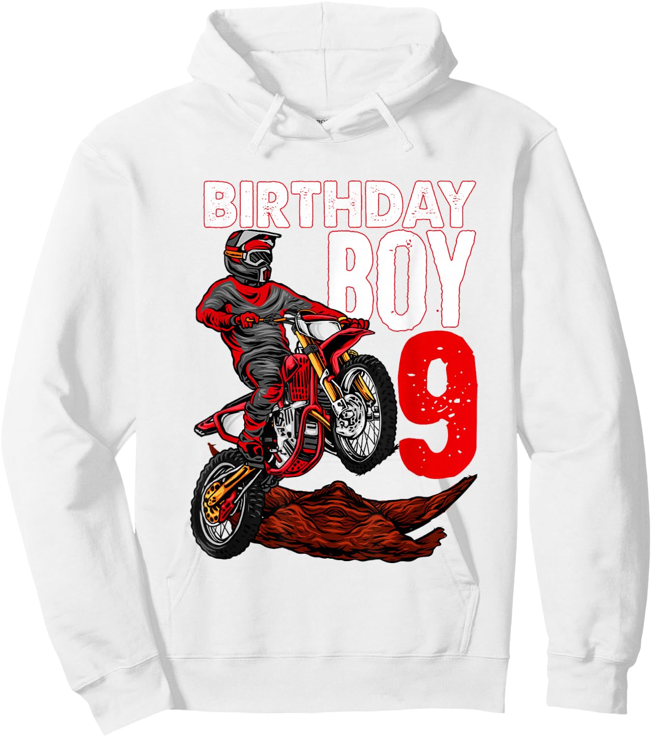 Motocross Birthday Shirt Motorcycle Themed 9th Birthday Hoodie - Hoodie | White