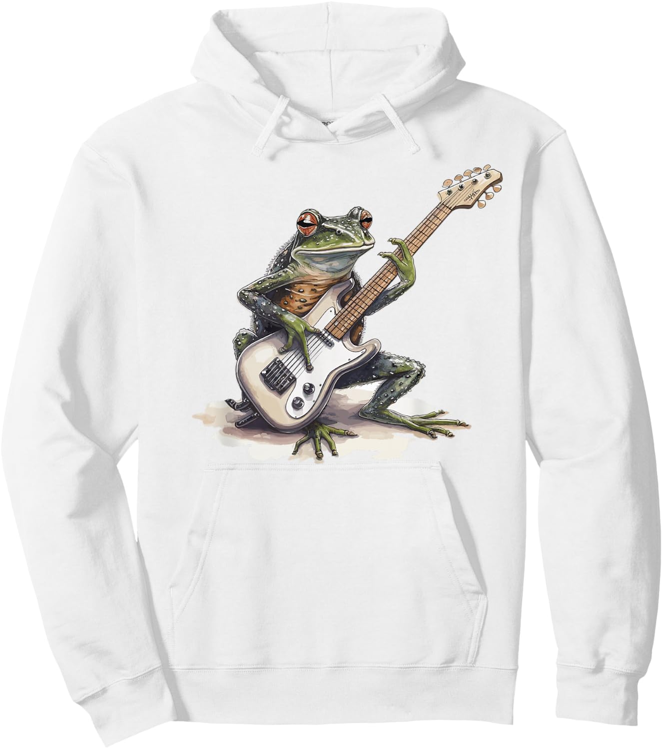 Frog Playing Guitar Hoodie - Hoodie | White