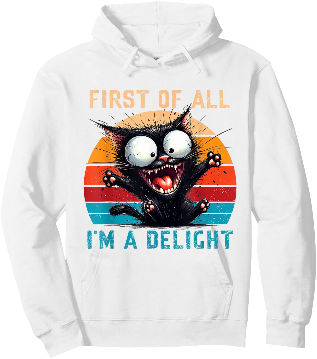 First Of All I'm A Delight Funny Sarcastic Cat Men Women Hoodie - Hoodie | White
