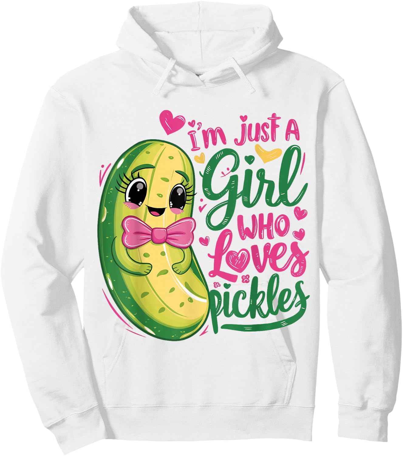 I'm Just a Girl Who Loves Pickles Cute Funny Pickle Lover Hoodie - Hoodie | White