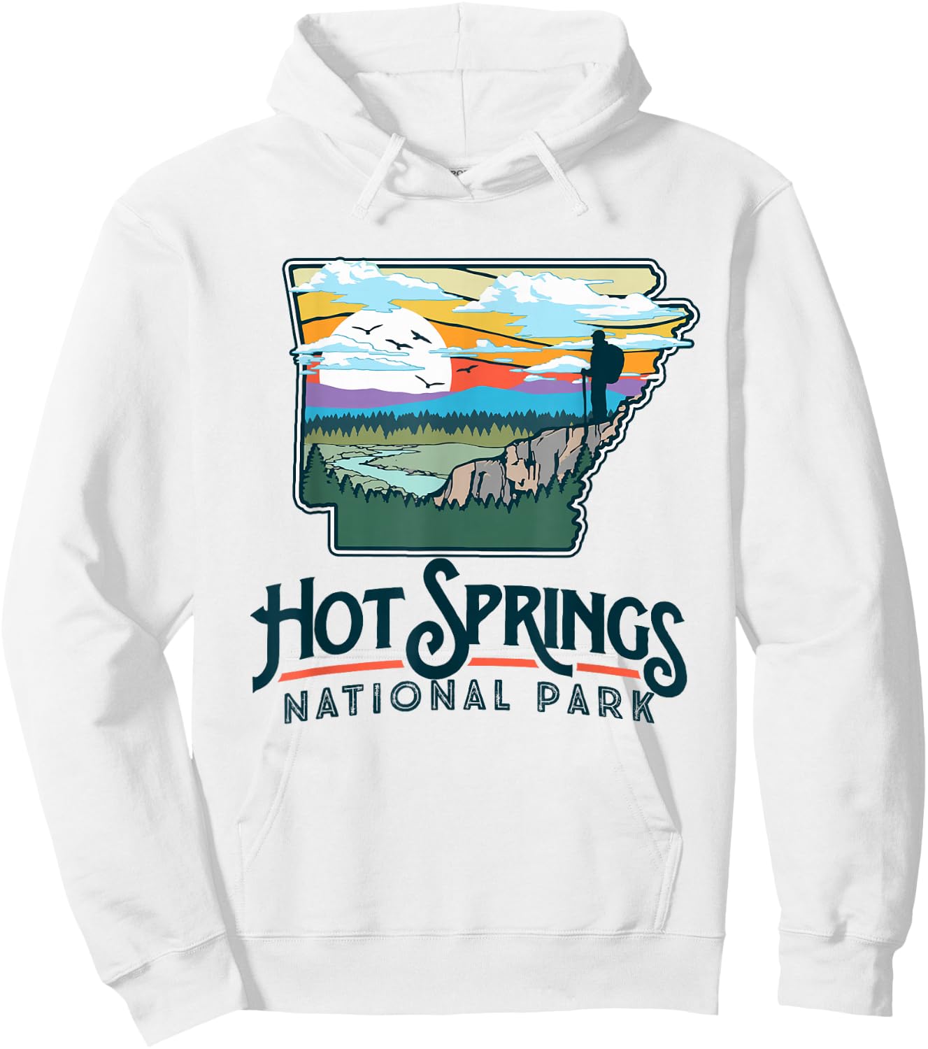 Hot Springs National Park Arkansas Nature Illustration Hoodie - Hoodie | White
