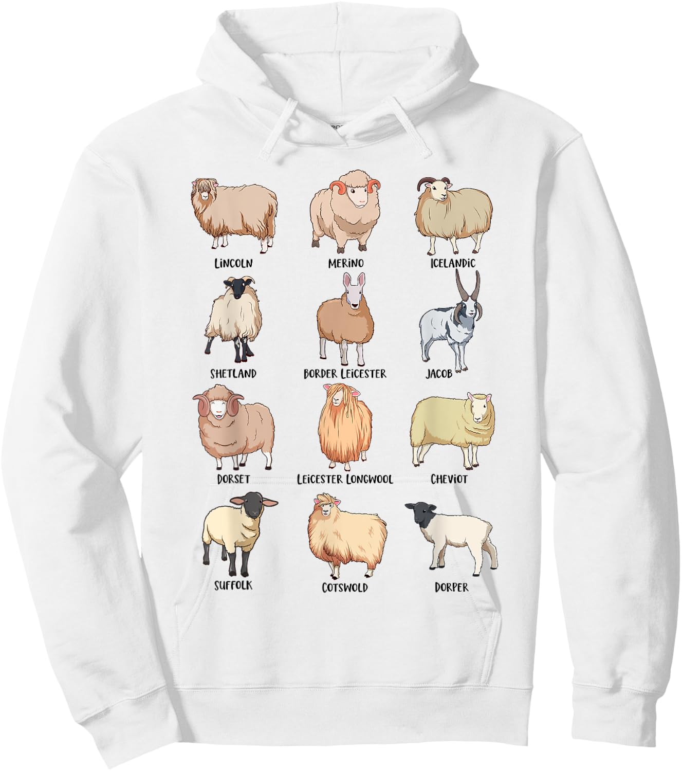 Sheep breeds - Sheep motif Hoodie - Hoodie | White