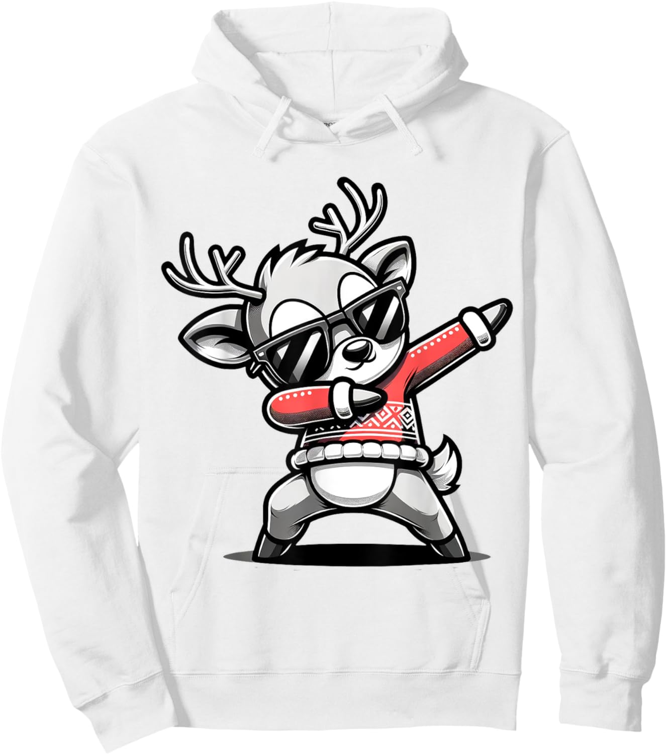 Christmas Reindeer Boys Dabbing Reindeer Santa Xmas Funny Hoodie - Hoodie | White