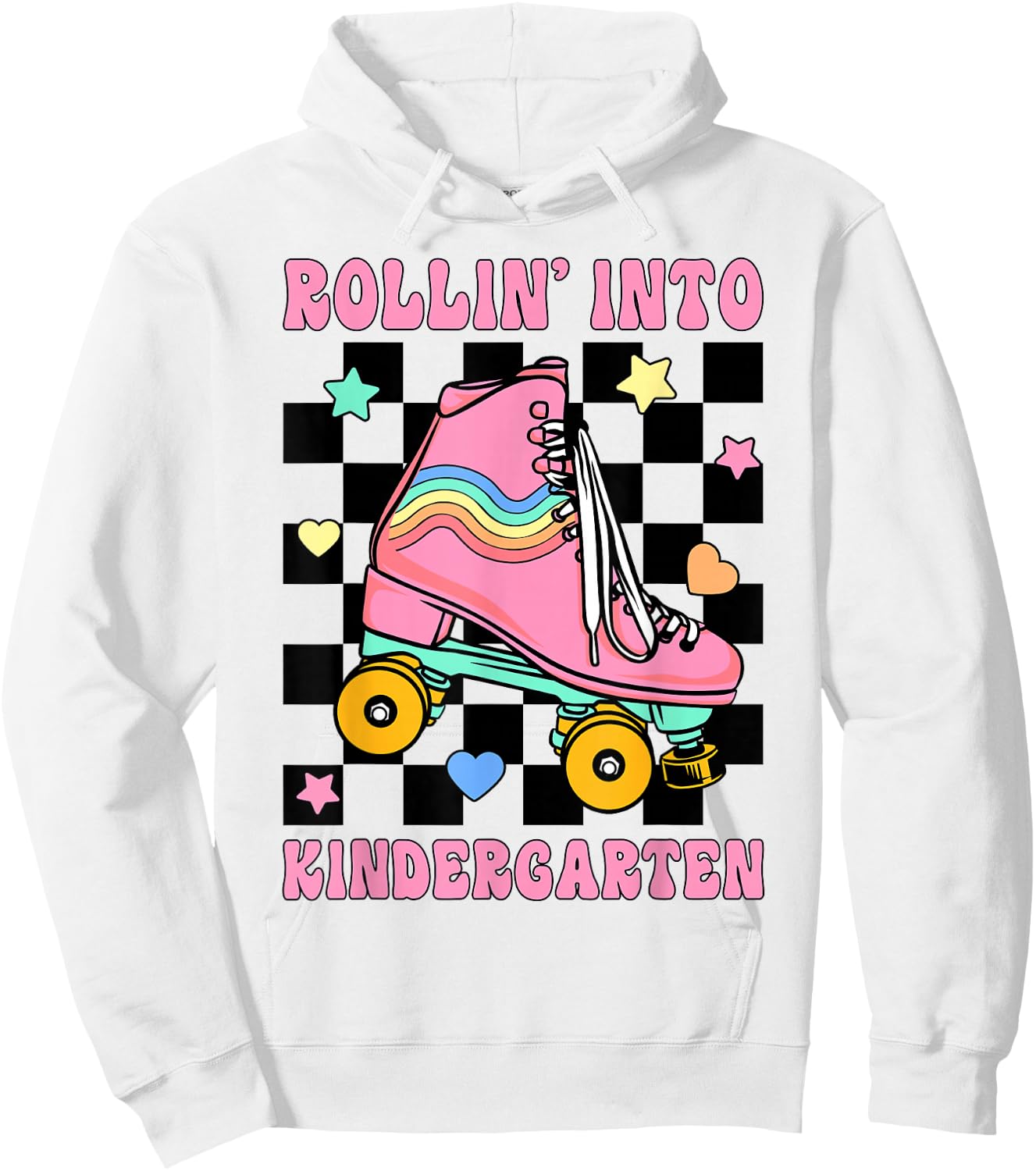 Rolling Into Kindergarten Roller Skating Girl Back To School Hoodie - Hoodie | White