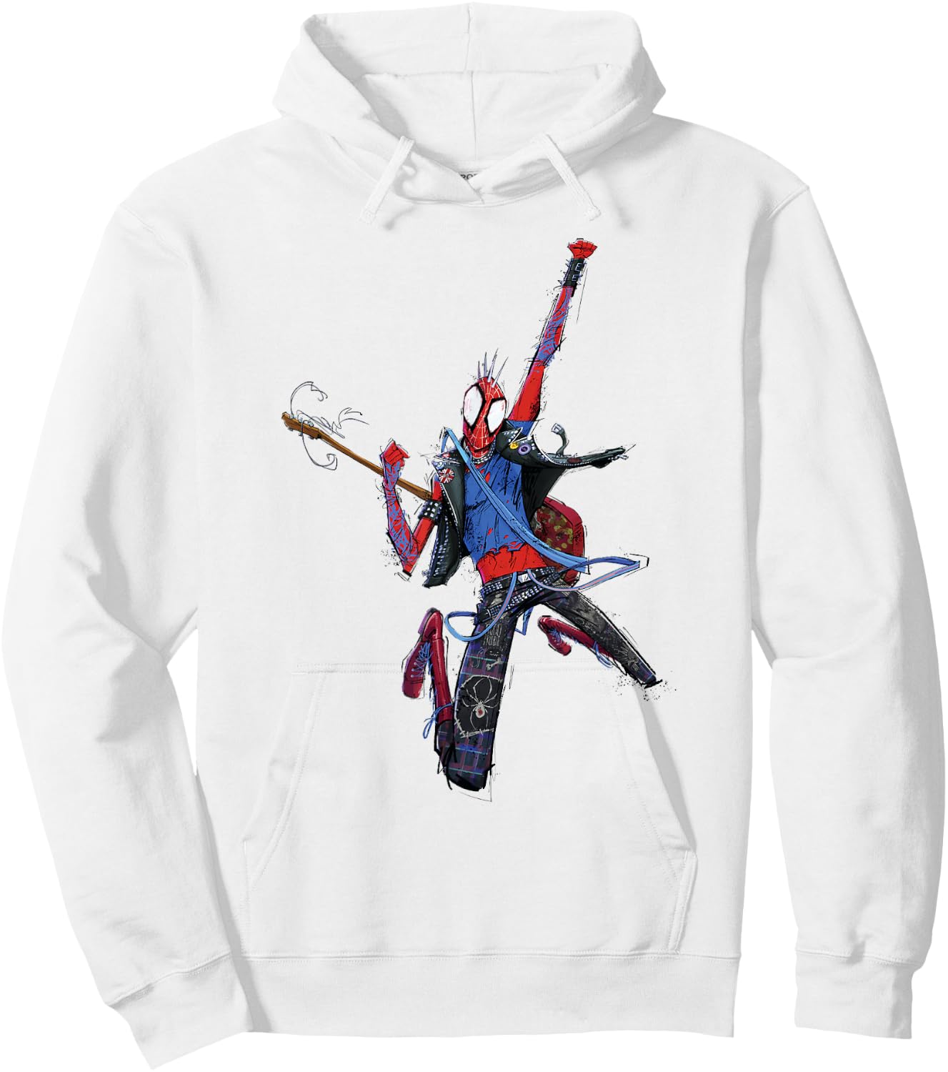 Marvel Spider-Man Across The Spider-Verse Part 1 Punk Spidey Hoodie - Hoodie | White