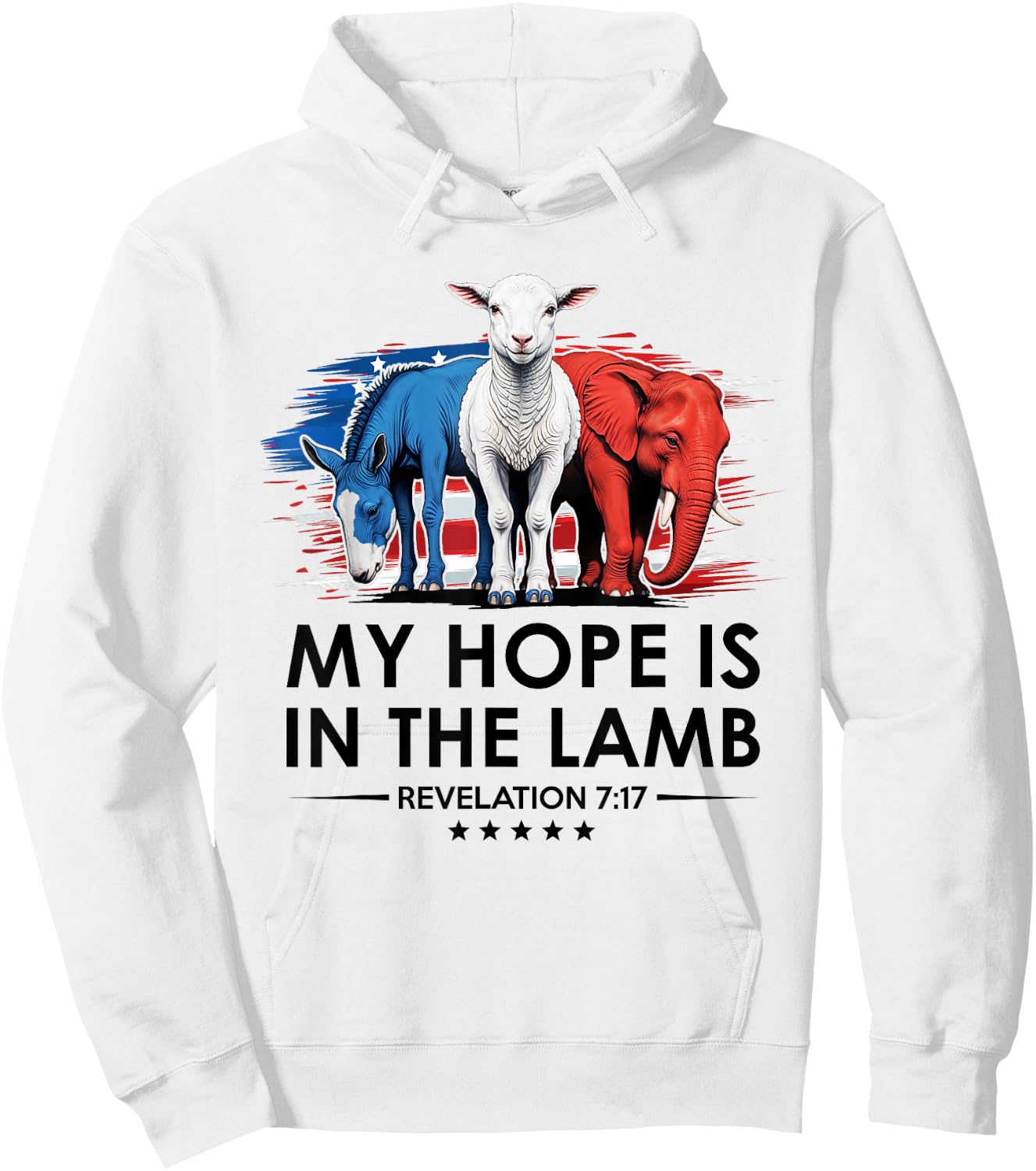 My Hope is in the Lamb Elephant Donkey USA Funny Scripture Hoodie - Hoodie | White
