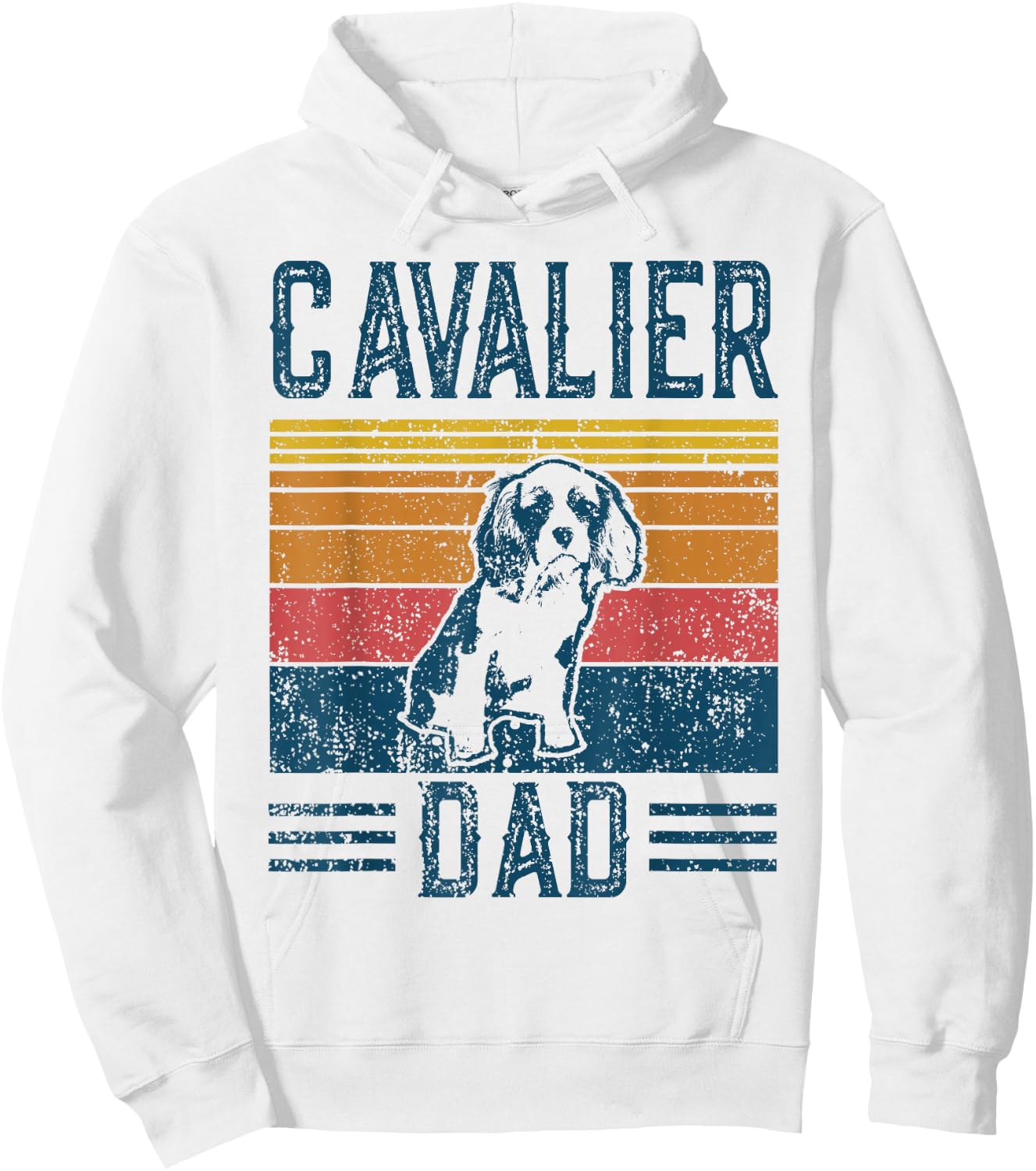 Dog | Cavalier King Charles Spaniel - Vintage Cavalier Dad Hoodie - Hoodie | White