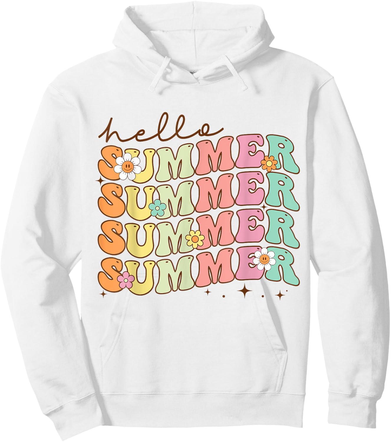 Retro Groovy Summer Women Men Kids Hello Summer Vacation Hoodie - Hoodie | White
