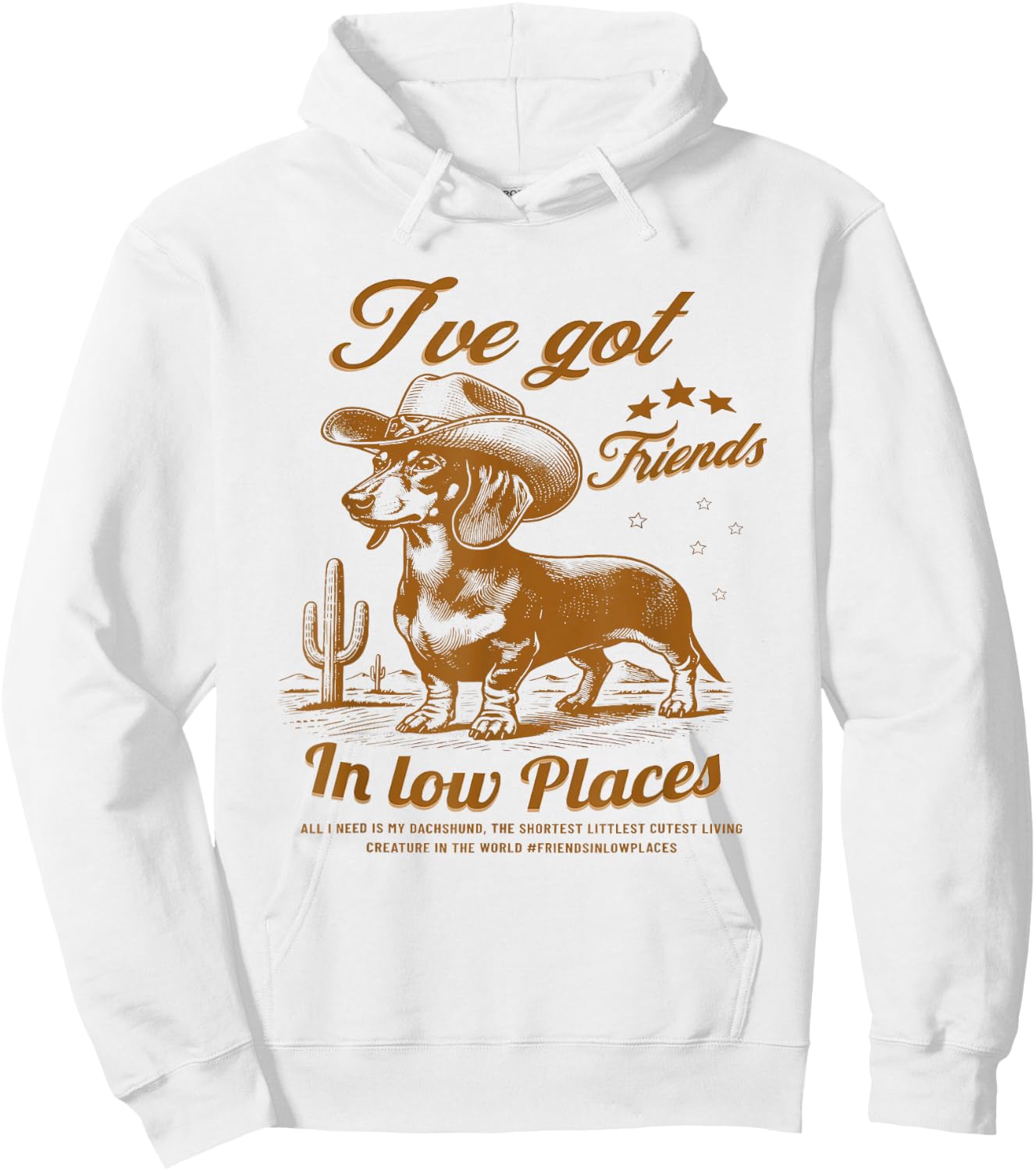 I've Got Friends in Low Places Funny Dachshund Western Shirt Hoodie - Hoodie | White