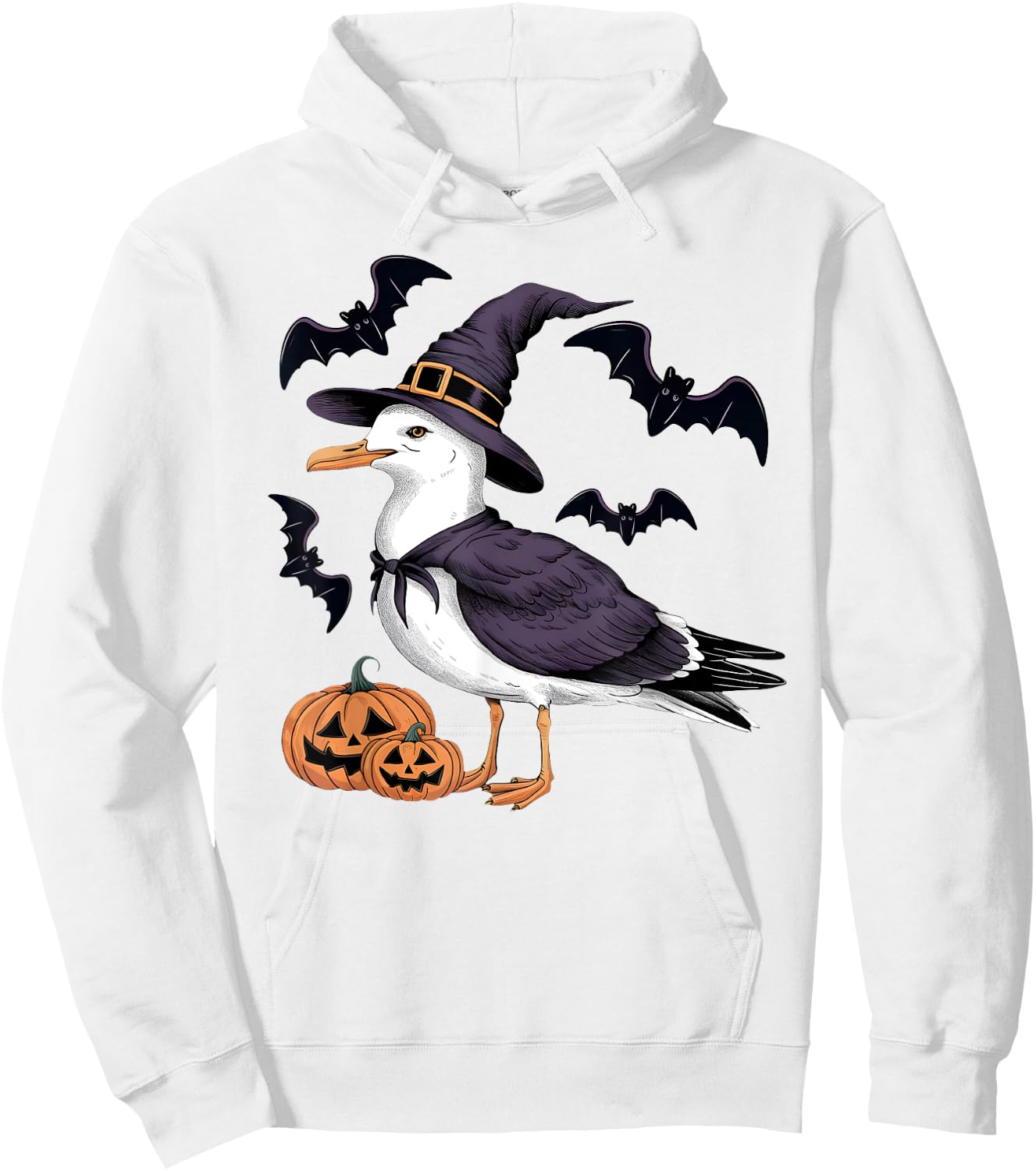 Seagull Bird Halloween Costume Pumpkin Bat Witch Hoodie - Hoodie | White
