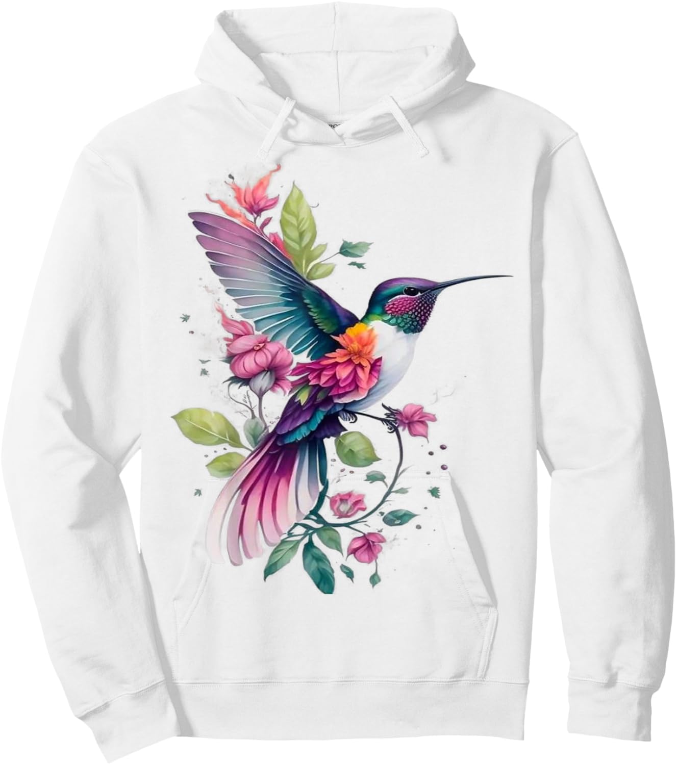 Floral Humming Bird Flowers Tie Dye Hummingbird Hoodie - Hoodie | White
