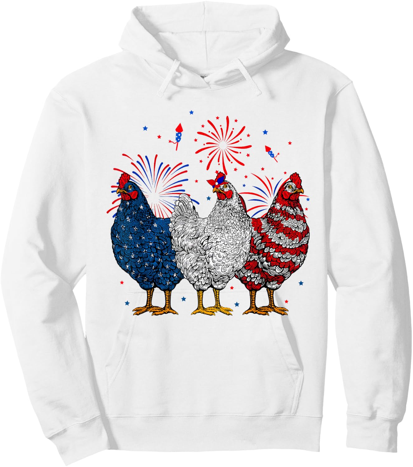Chicken USA Flag Patriotic Chicken Lover 4th of July Hoodie - Hoodie | White