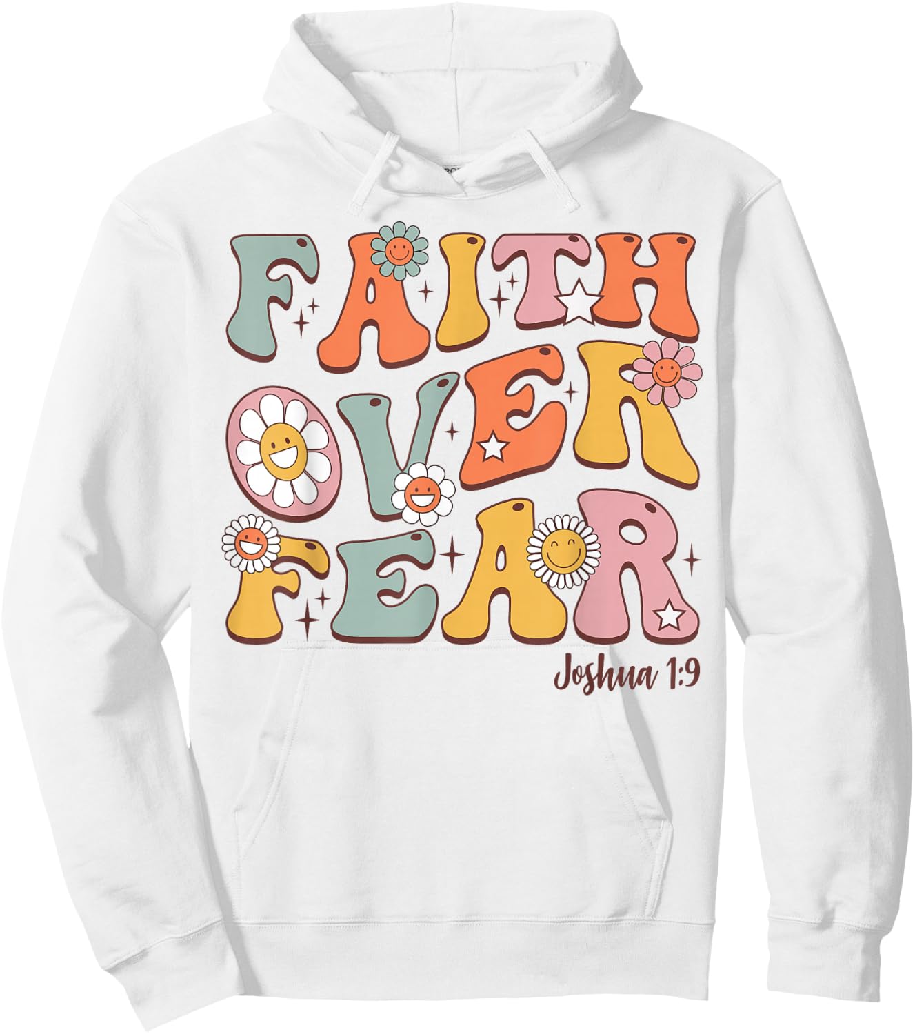 Christian-Shirt Girls Faith Over Fear Cute Jesus Kids Youth Hoodie - Hoodie | White