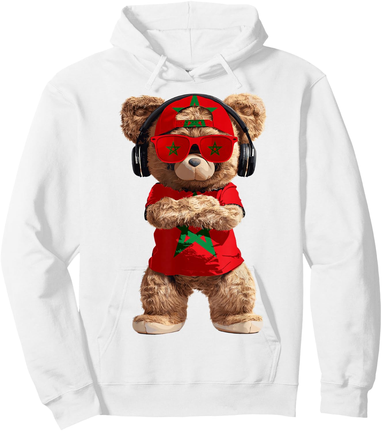 Morocco Flag Souvenirs Bear Outfit Products Moroccan Hoodie - Hoodie | White