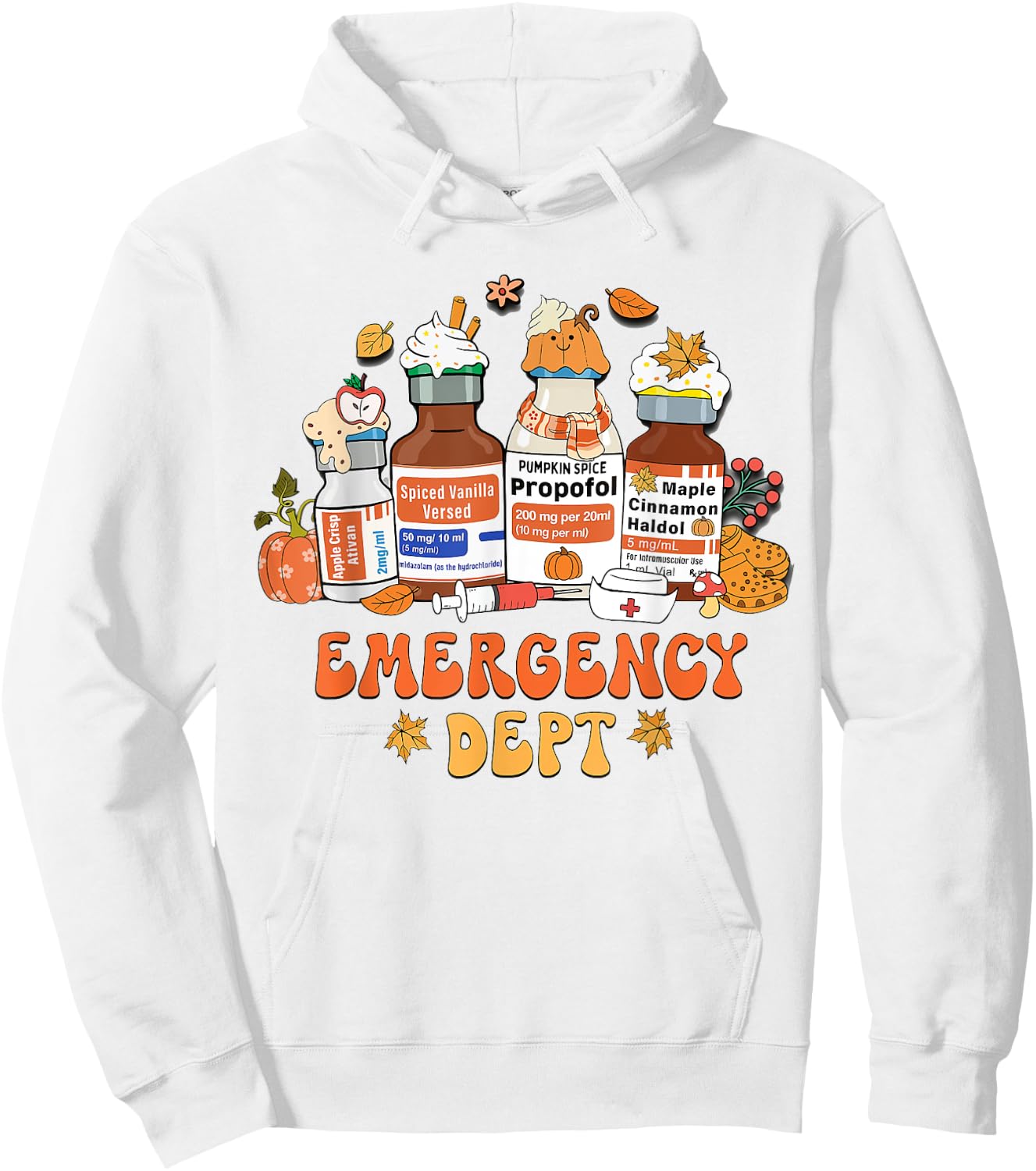 Women Fall Emergency Department Room Thanksgiving Autumn Hoodie - Hoodie | White