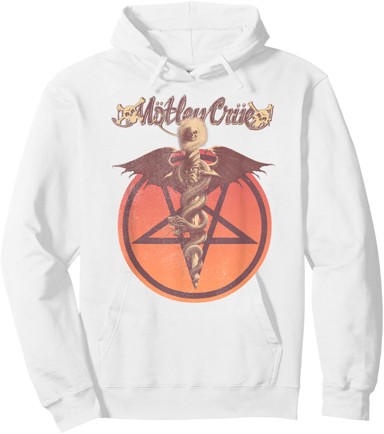Mötley Crüe – Pentagram On White Hoodie - Hoodie | White