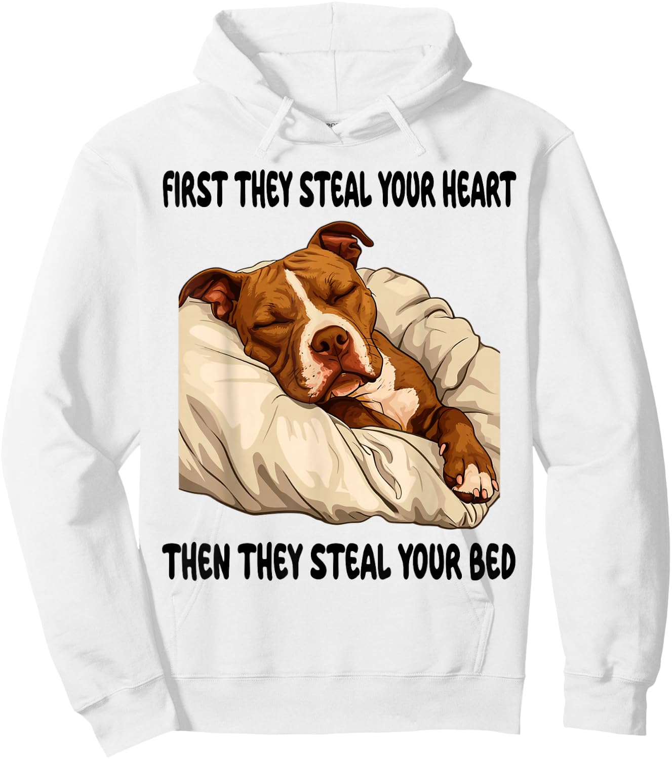 Pitbull Sleeping Pajamas Nightgown Hoodie - Hoodie | White