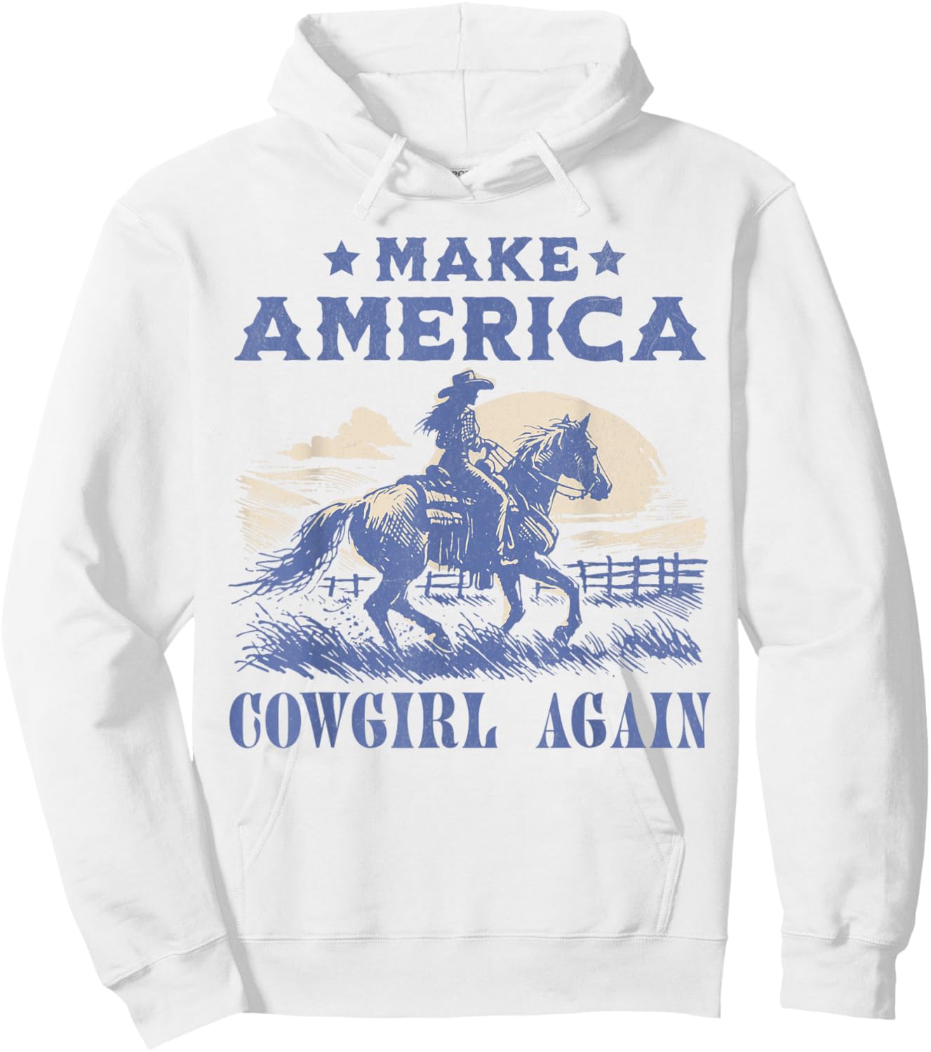 Make America Cowgirl Again Western Rodeo Hoodie - Hoodie | White