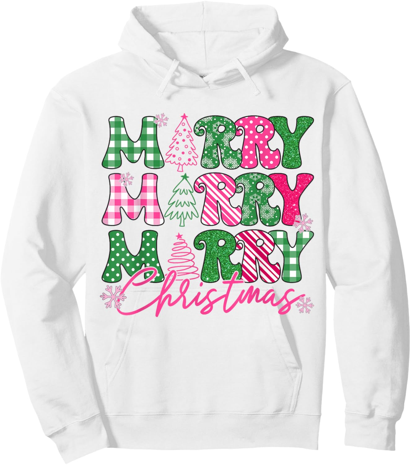 Merry Christmas Vintage Pink Christmas Coquette Bow Girl Hoodie - Hoodie | White