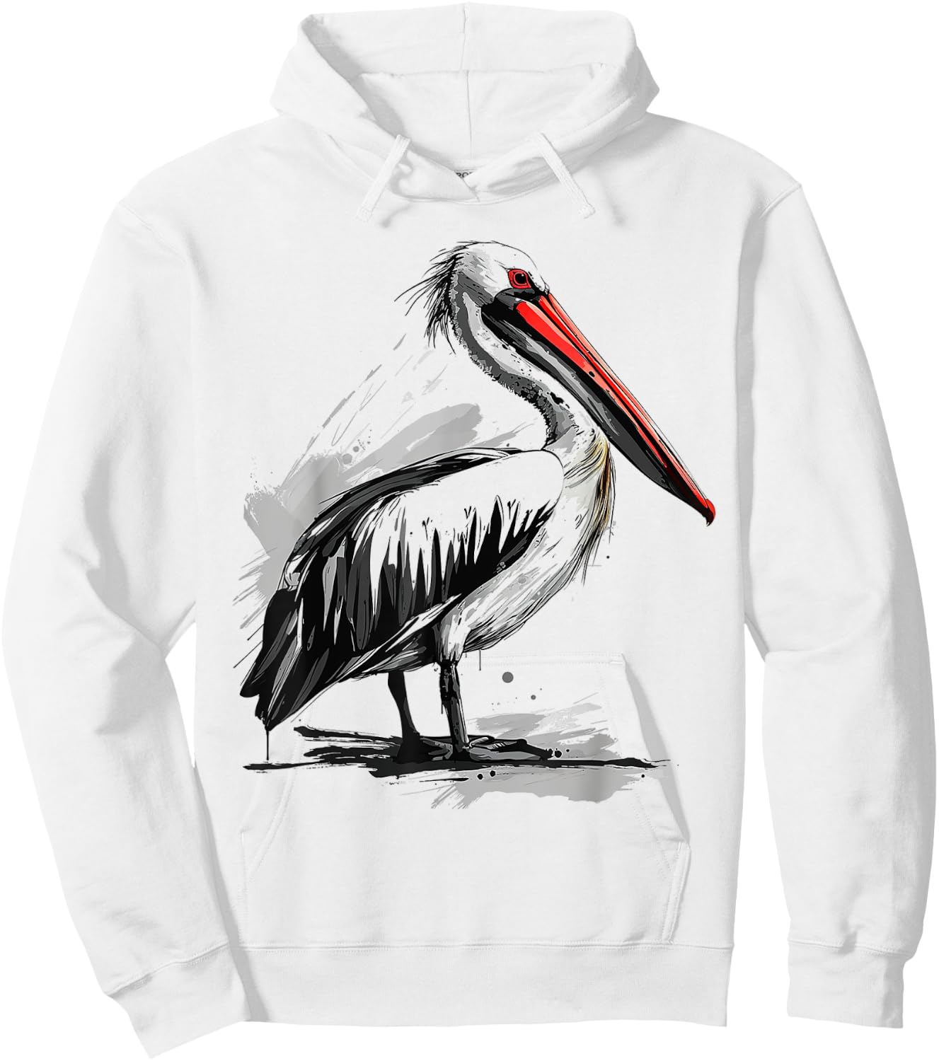 Pelican Animal Print Graphic Drawing Portrait Pelican Hoodie - Hoodie | White