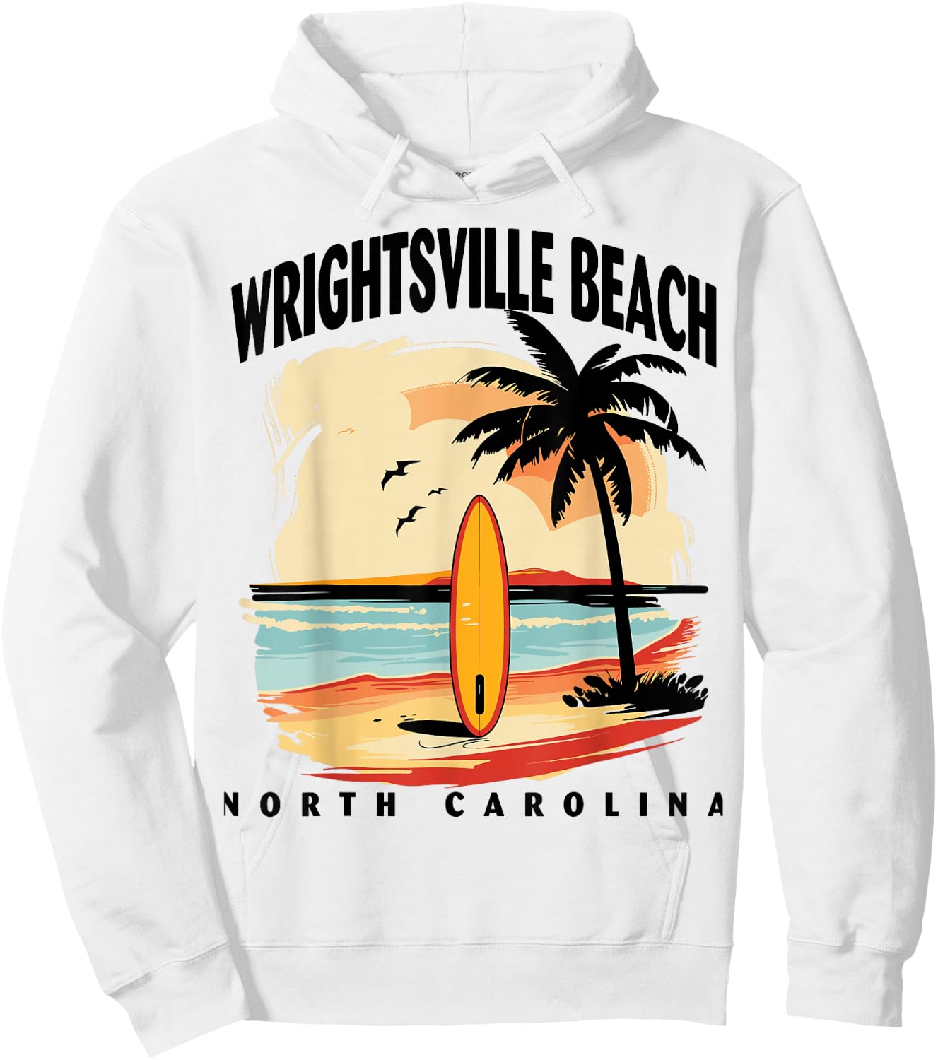 Wrightsville Beach North Carolina Surfboard Surfing Men Hoodie - Hoodie | White