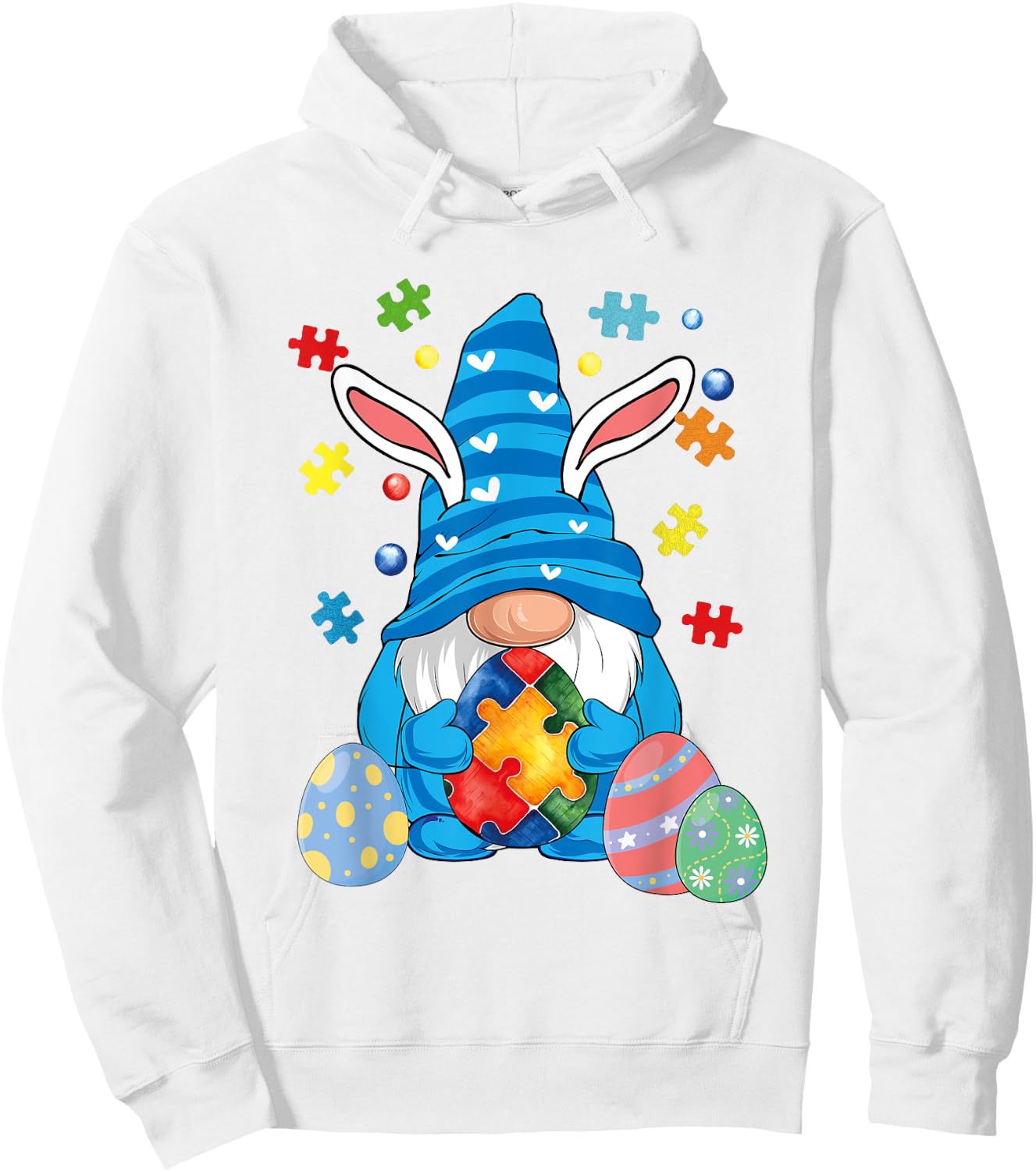 Autism Easter Gnome Autism Awareness Easter Day Gnomes Egg Hoodie - Hoodie | White