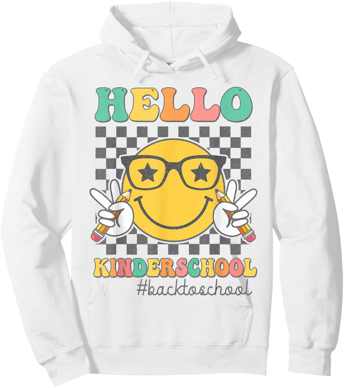 Hello Kindergarten Smile Face First Day Of School Girls Kids Hoodie - Hoodie | White