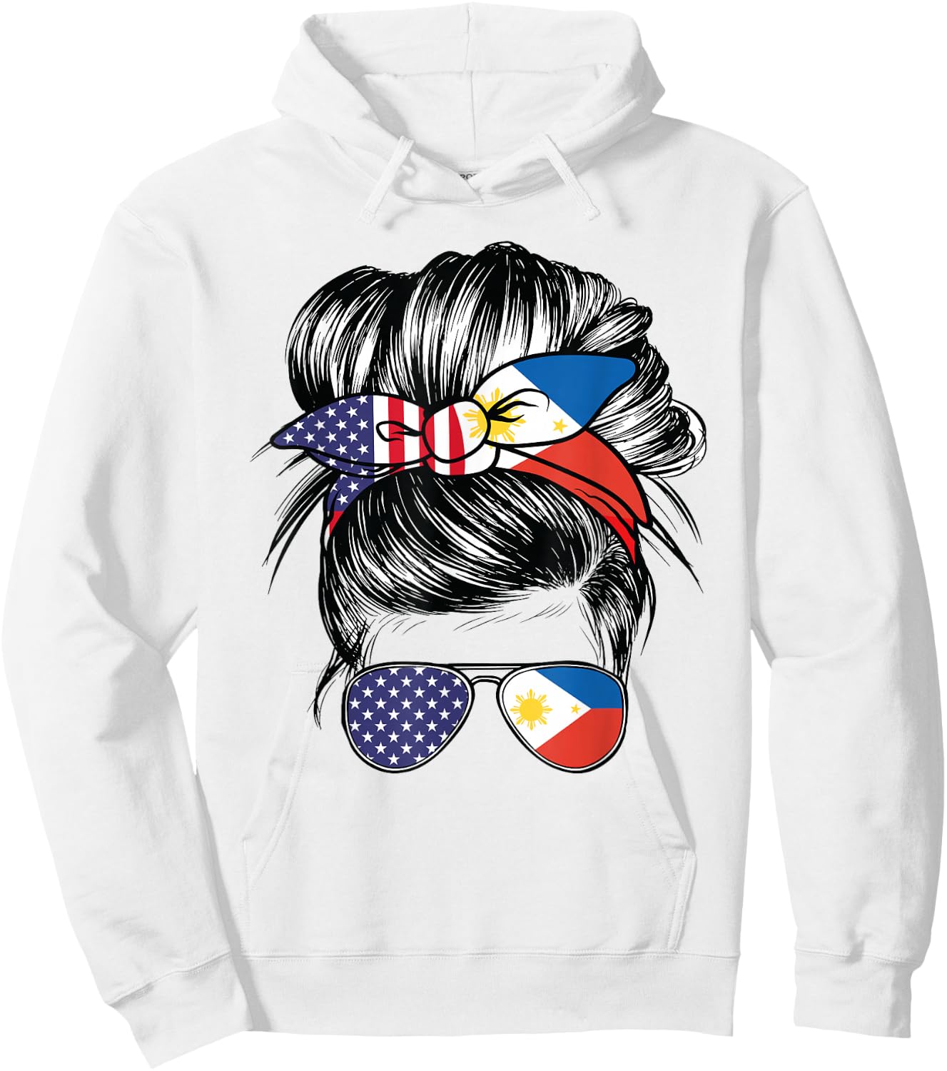 Philippines Flag American Women Girl USA Heritage Filipino Hoodie - Hoodie | White