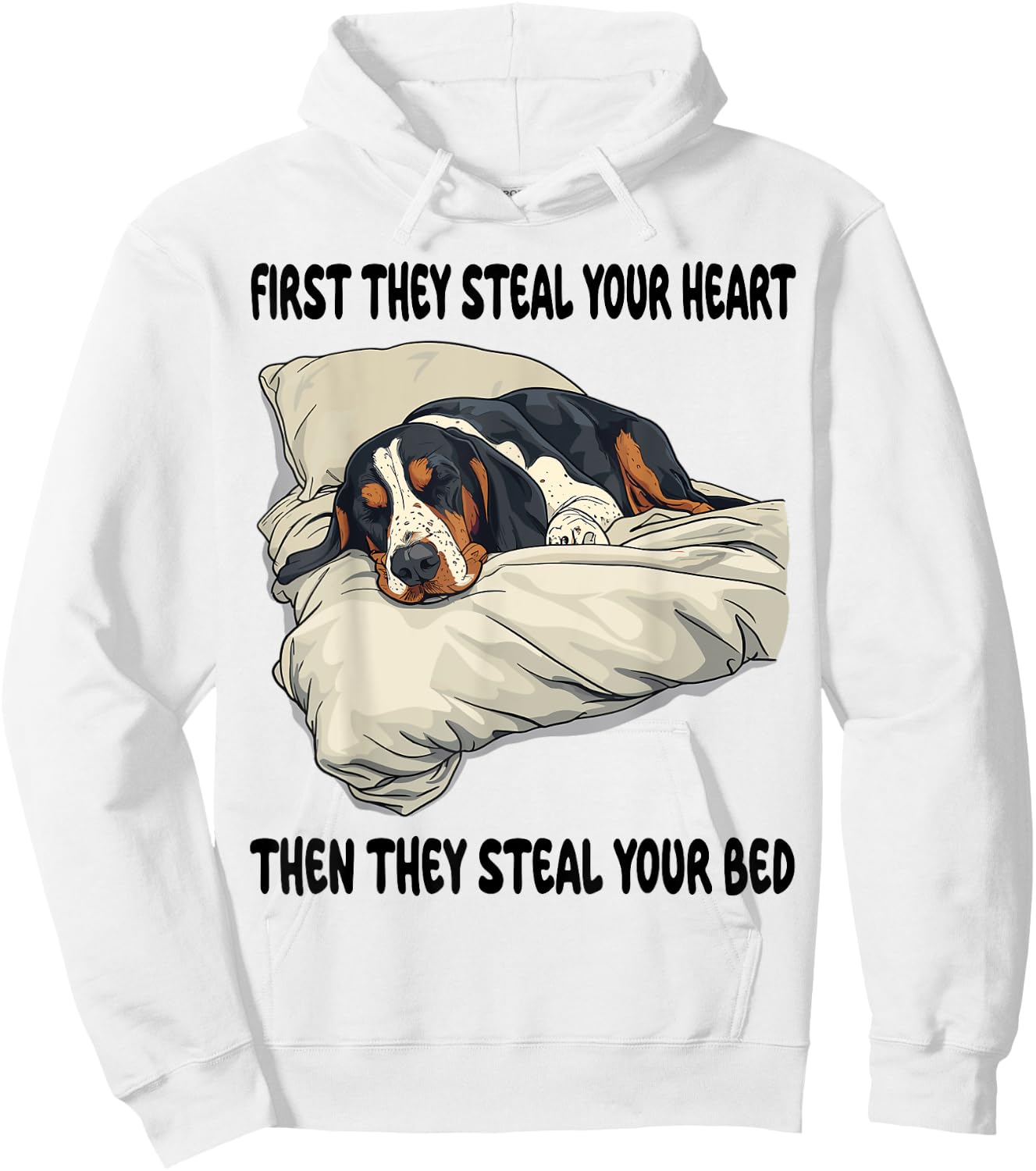 Bluetick Coonhound Sleeping Pajamas Nightgown Hoodie - Hoodie | White
