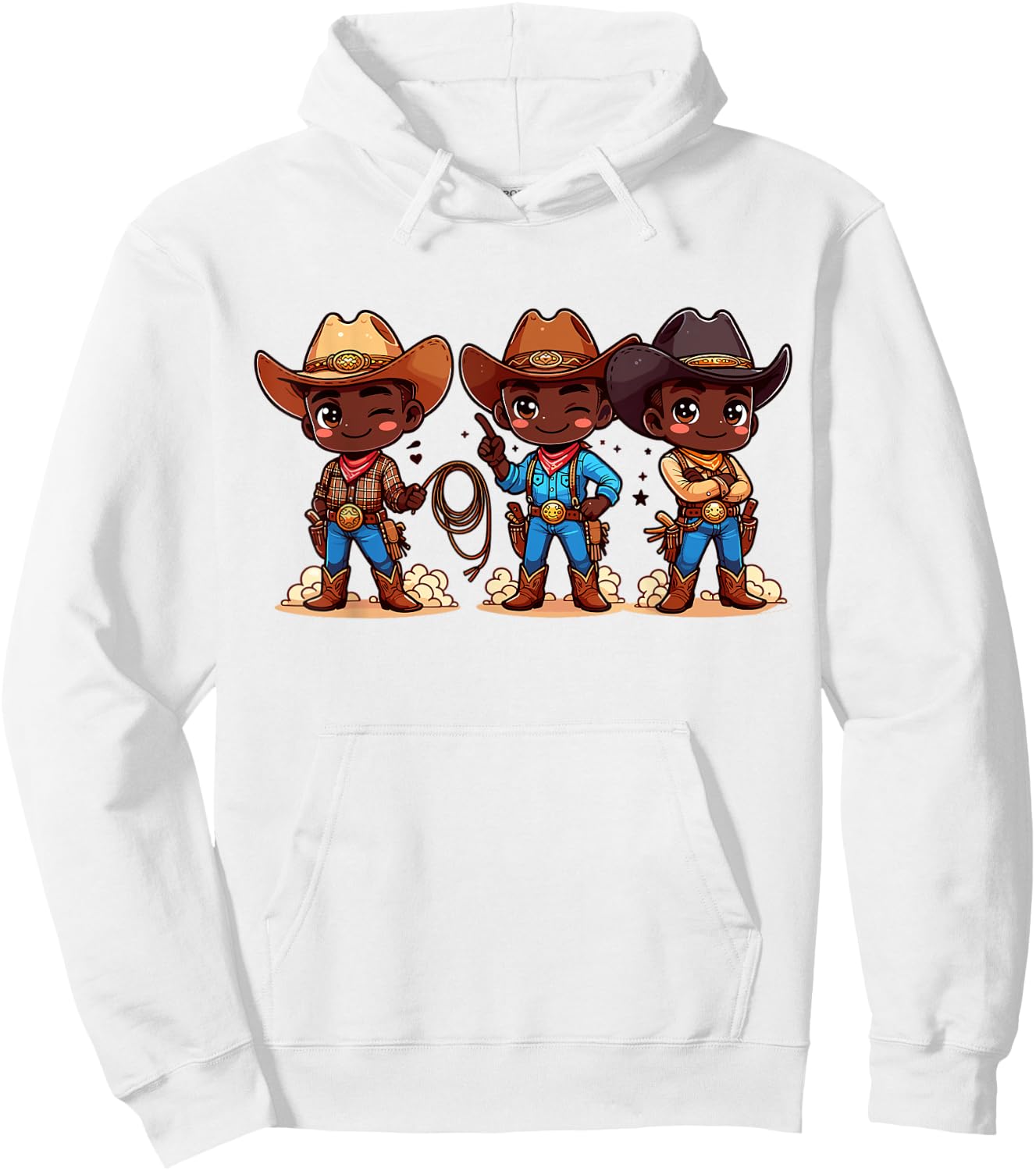 Black Cowboy Western Rodeo Melanin Black History Texas Kids Hoodie - Hoodie | White