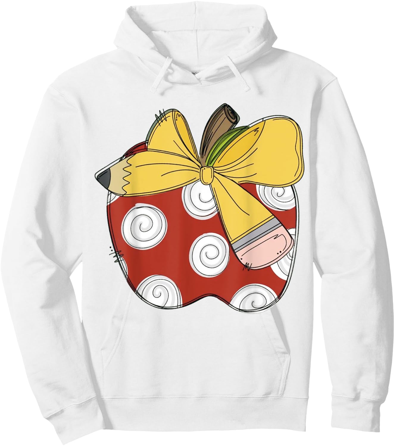 Teacher Coquette Pencil Bow And Apple Teacher Hoodie - Hoodie | White