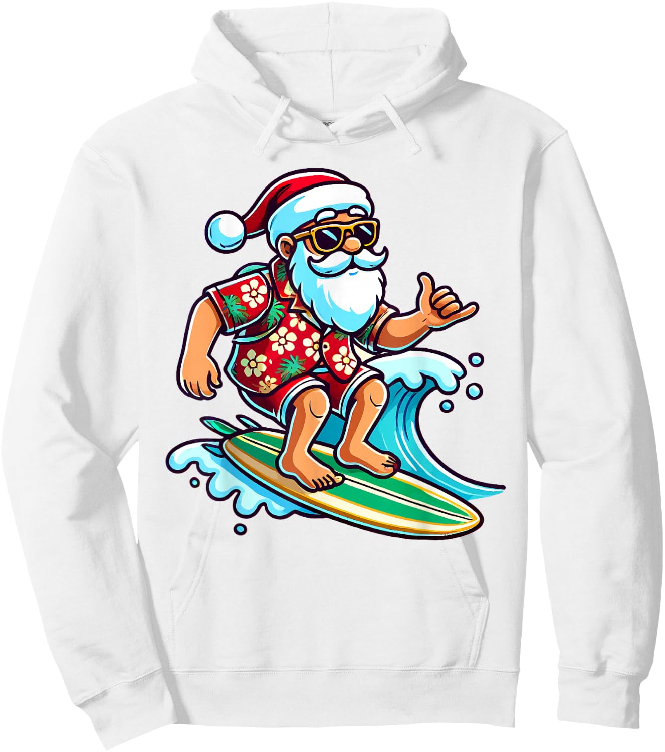Cool Surfing Santa Christmas in July Summer Beach Party Hoodie - Hoodie | White