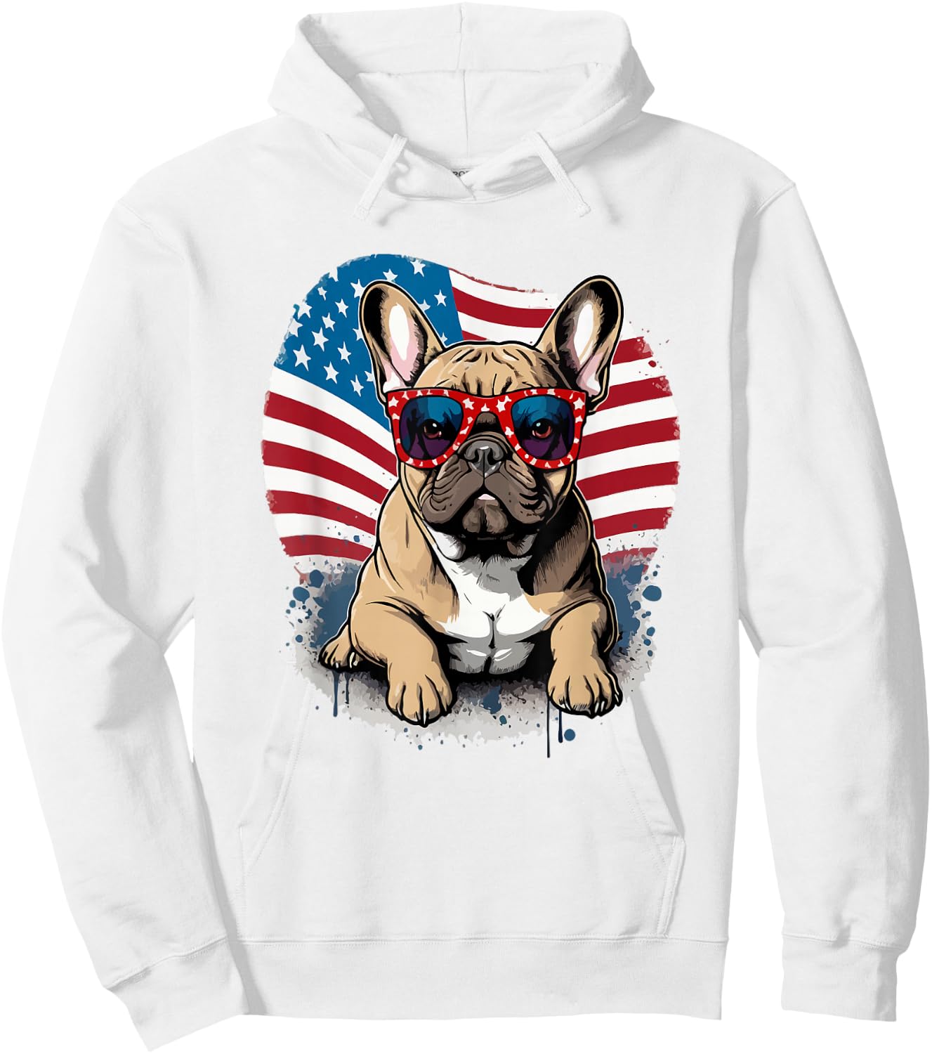 US Flag 4th July French Bulldog Sunglasses Women Hoodie - Hoodie | White