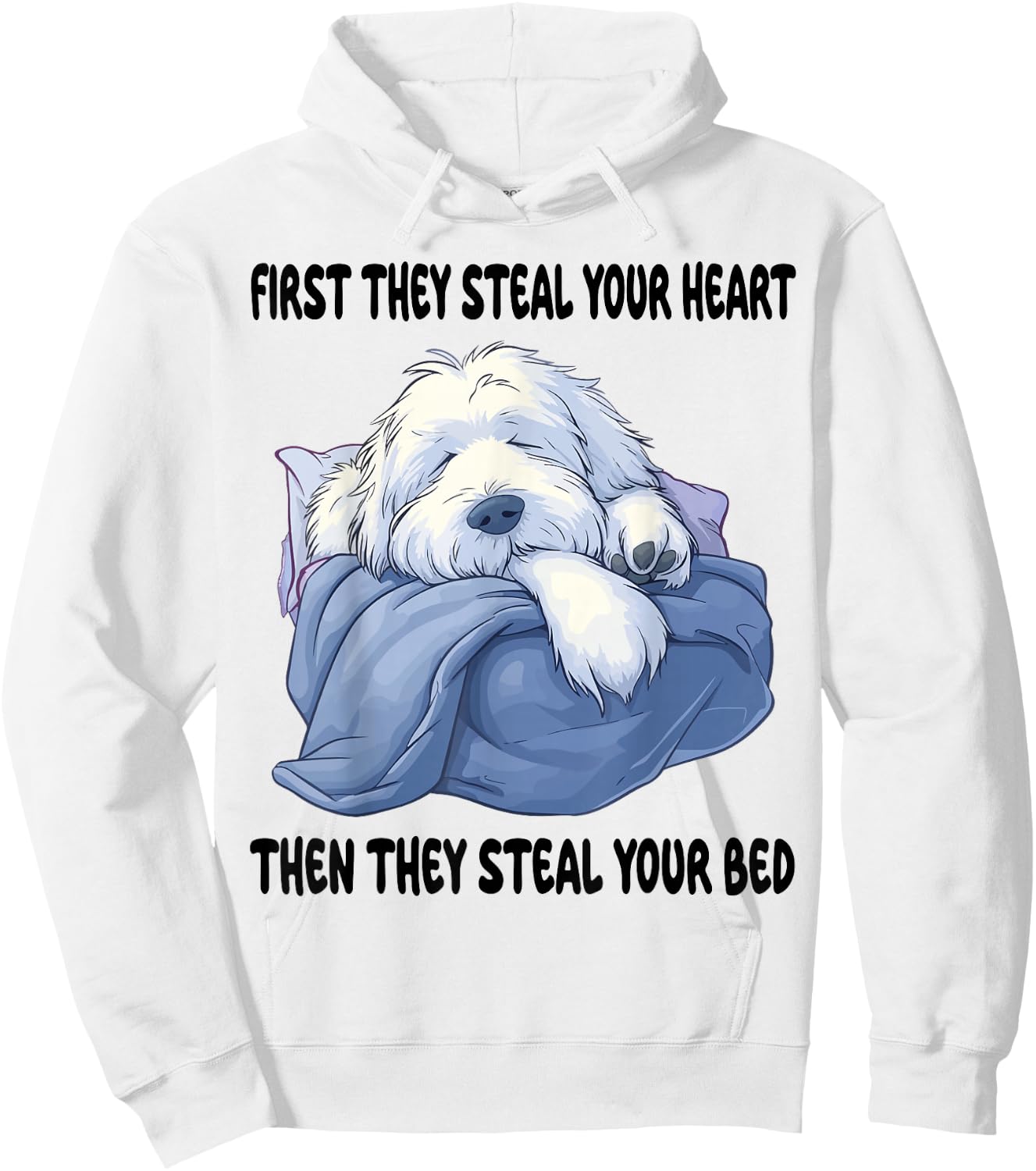 Old English Sheepdog Sleeping Pajamas Nightgown Hoodie - Hoodie | White