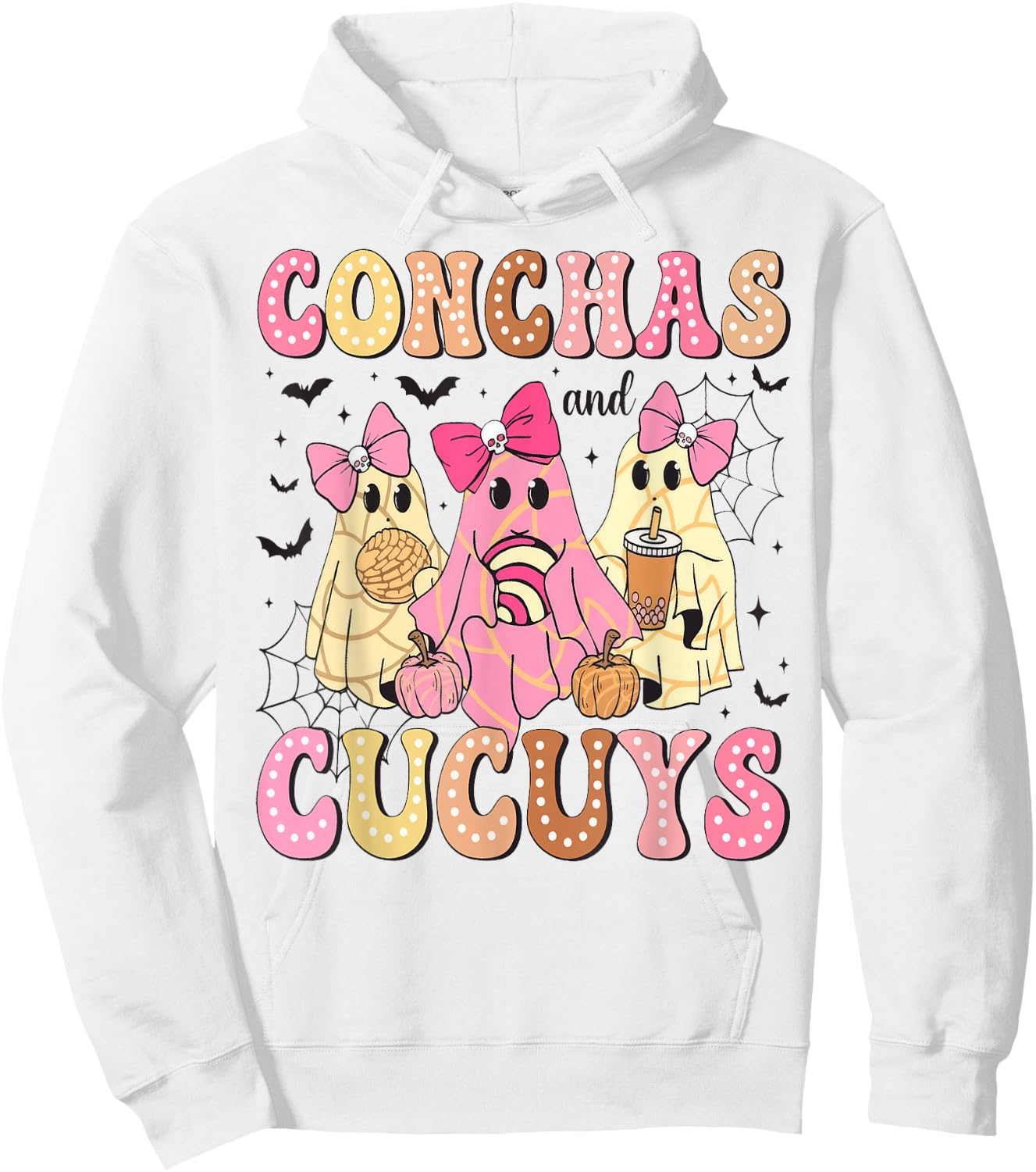 Pantasmas Conchas And Cucuys Ghost Cafe Y Pan Halloween Hoodie - Hoodie | White