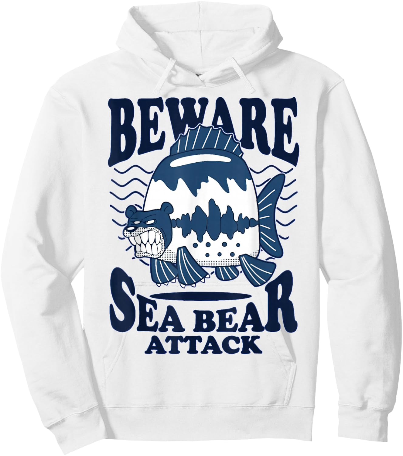 Beware Sea Bear Attack Hoodie - Hoodie | White